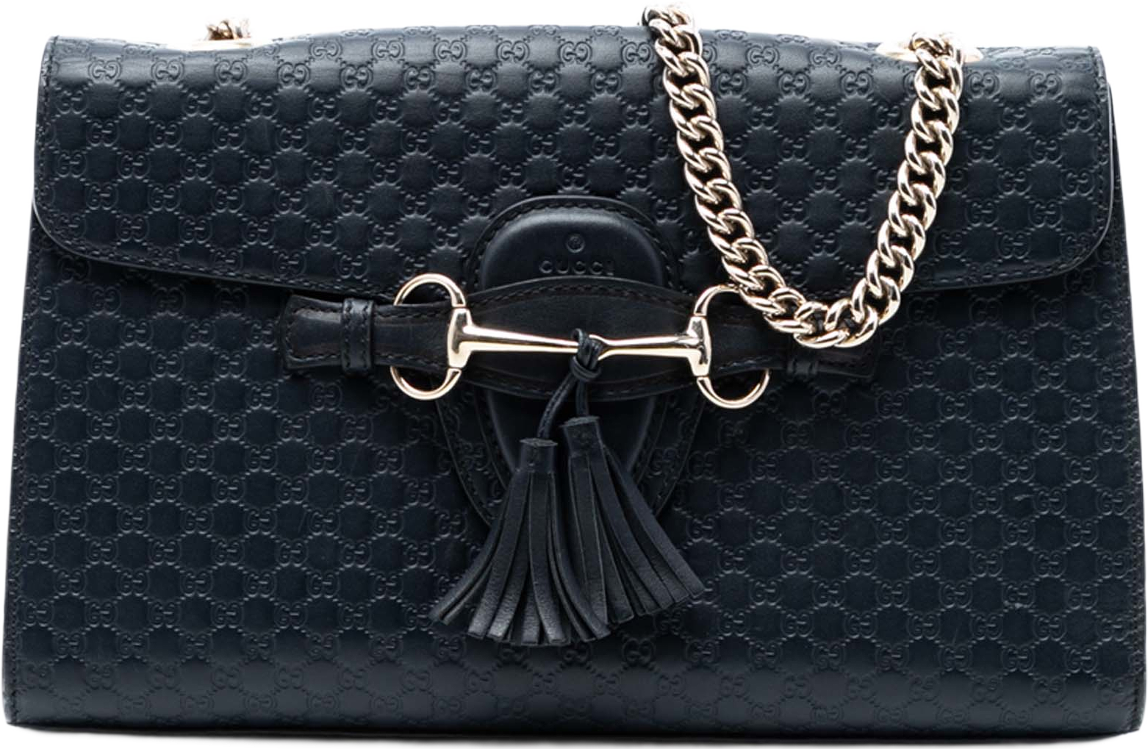 Gucci Medium Microguccissima Emily Shoulder Bag, från Luxclusif, i färgen navy. Klicka för att öppna bilden i stort format