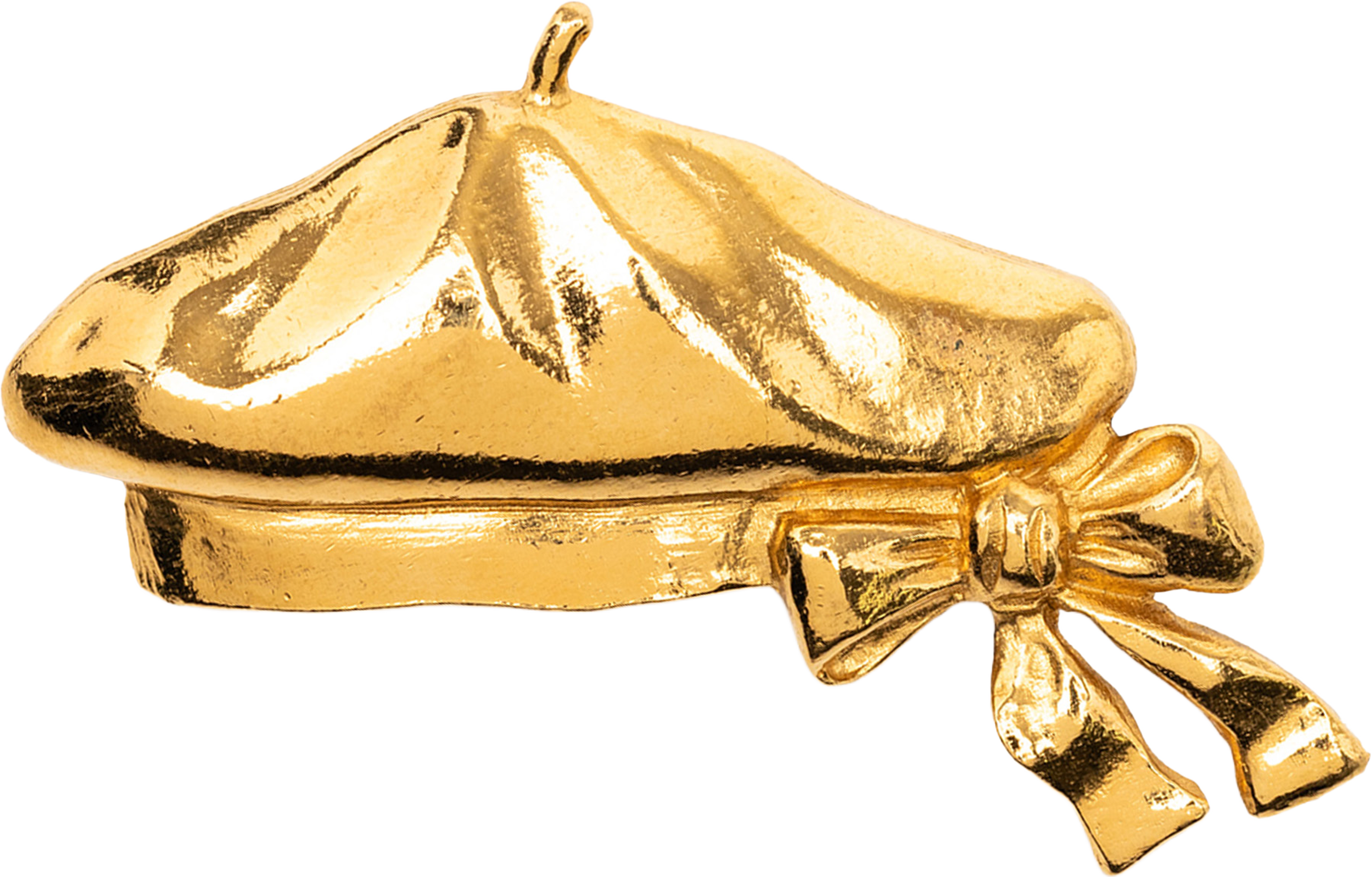 Chanel Gold Plated Beret Hat Brooch, från Luxclusif, i färgen gold. Klicka för att öppna bilden i stort format