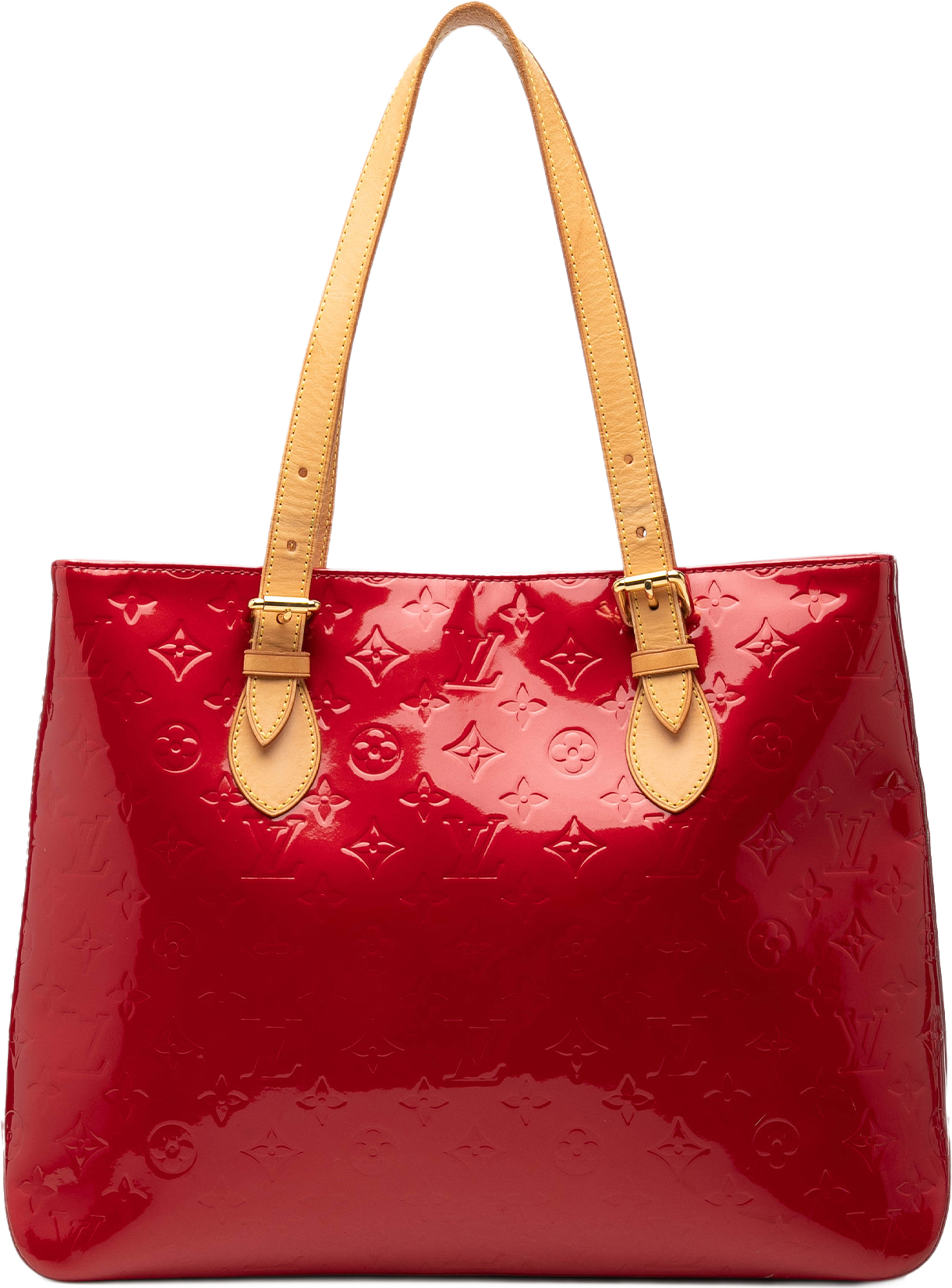Louis Vuitton Monogram Vernis Brentwood, från Luxclusif, i färgen röd. Klicka för att öppna bilden i stort format