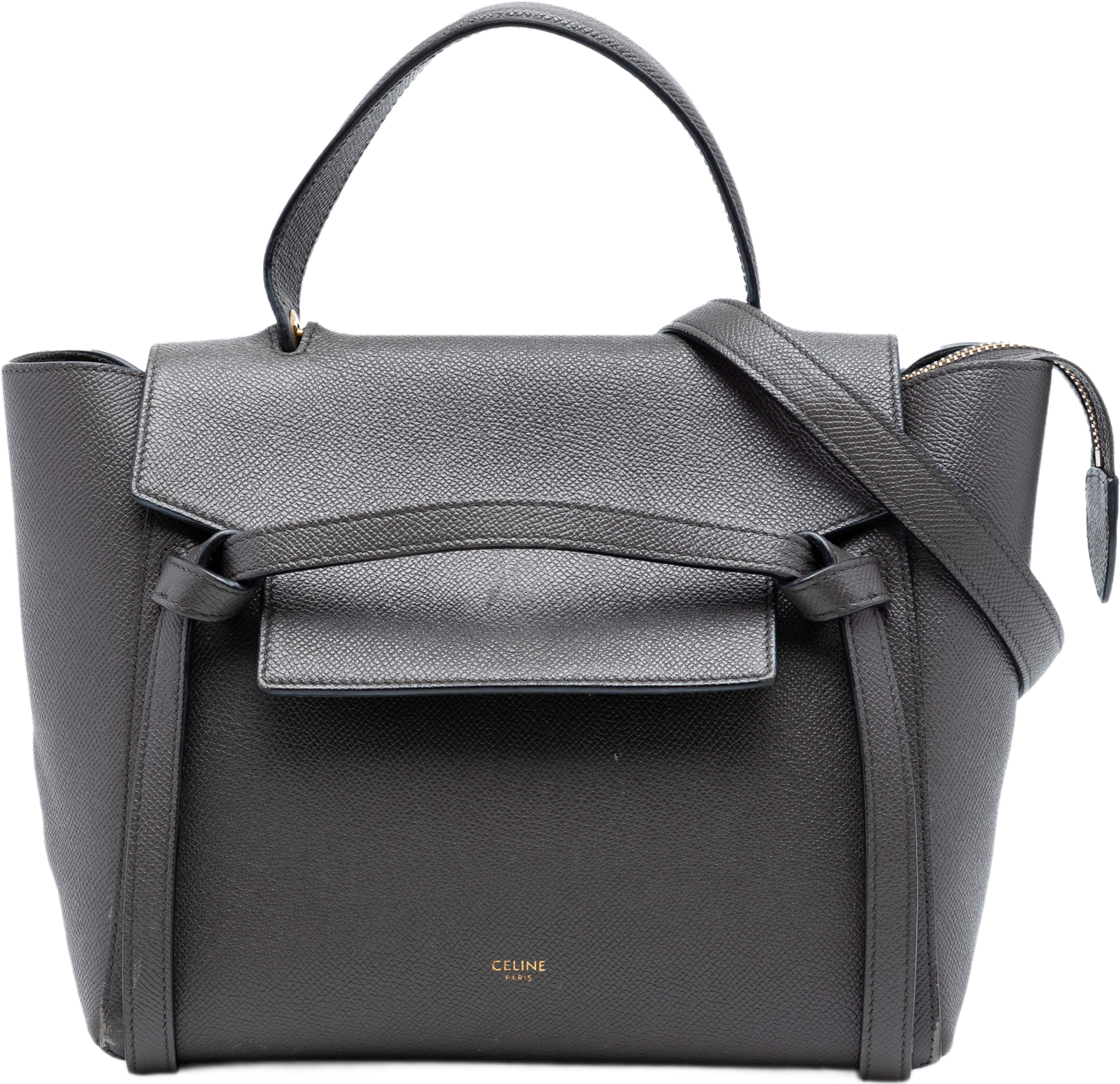Celine Micro Grained Calfskin Belt Bag, från Luxclusif, i färgen gray. Klicka för att öppna bilden i stort format