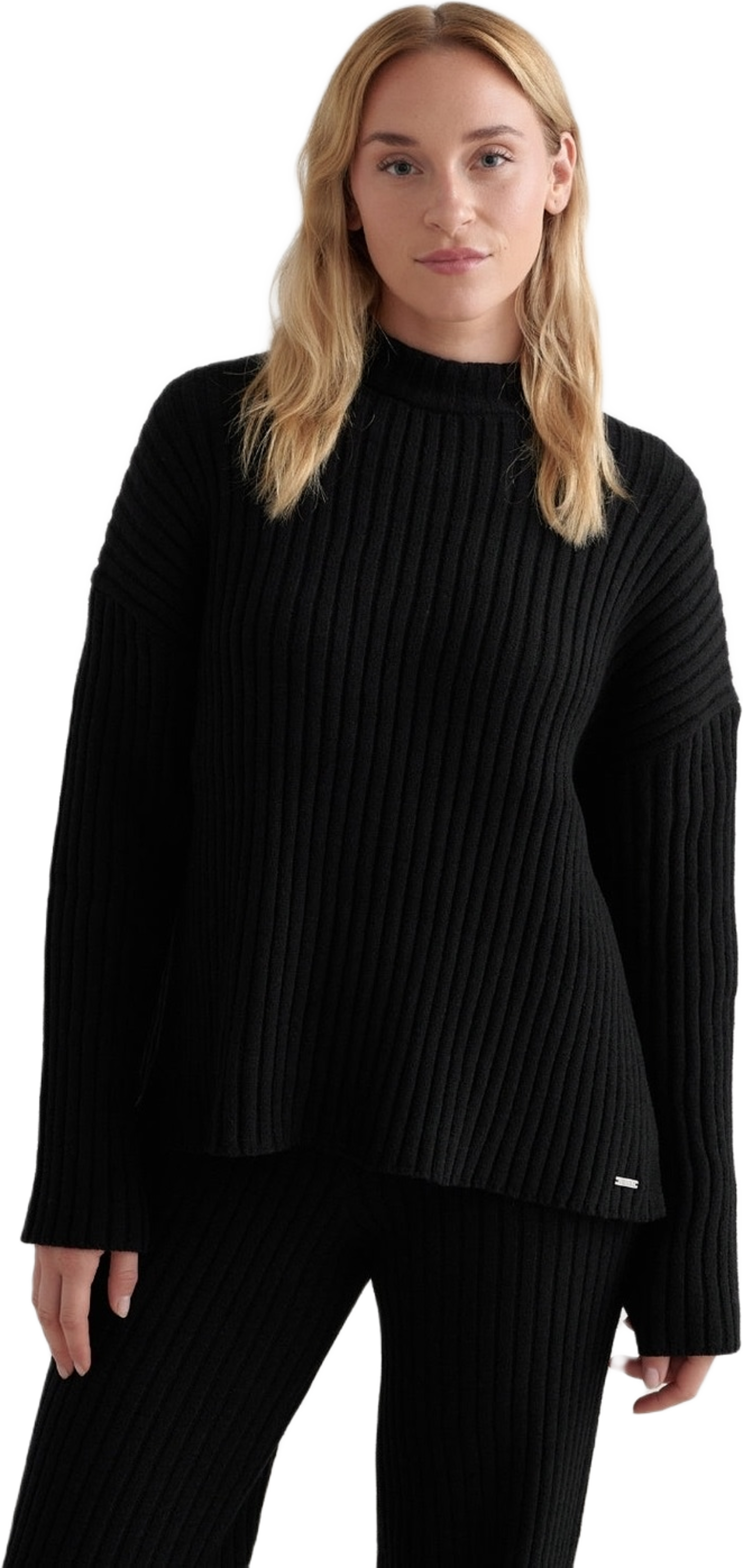 Black Rib Knit Sweater