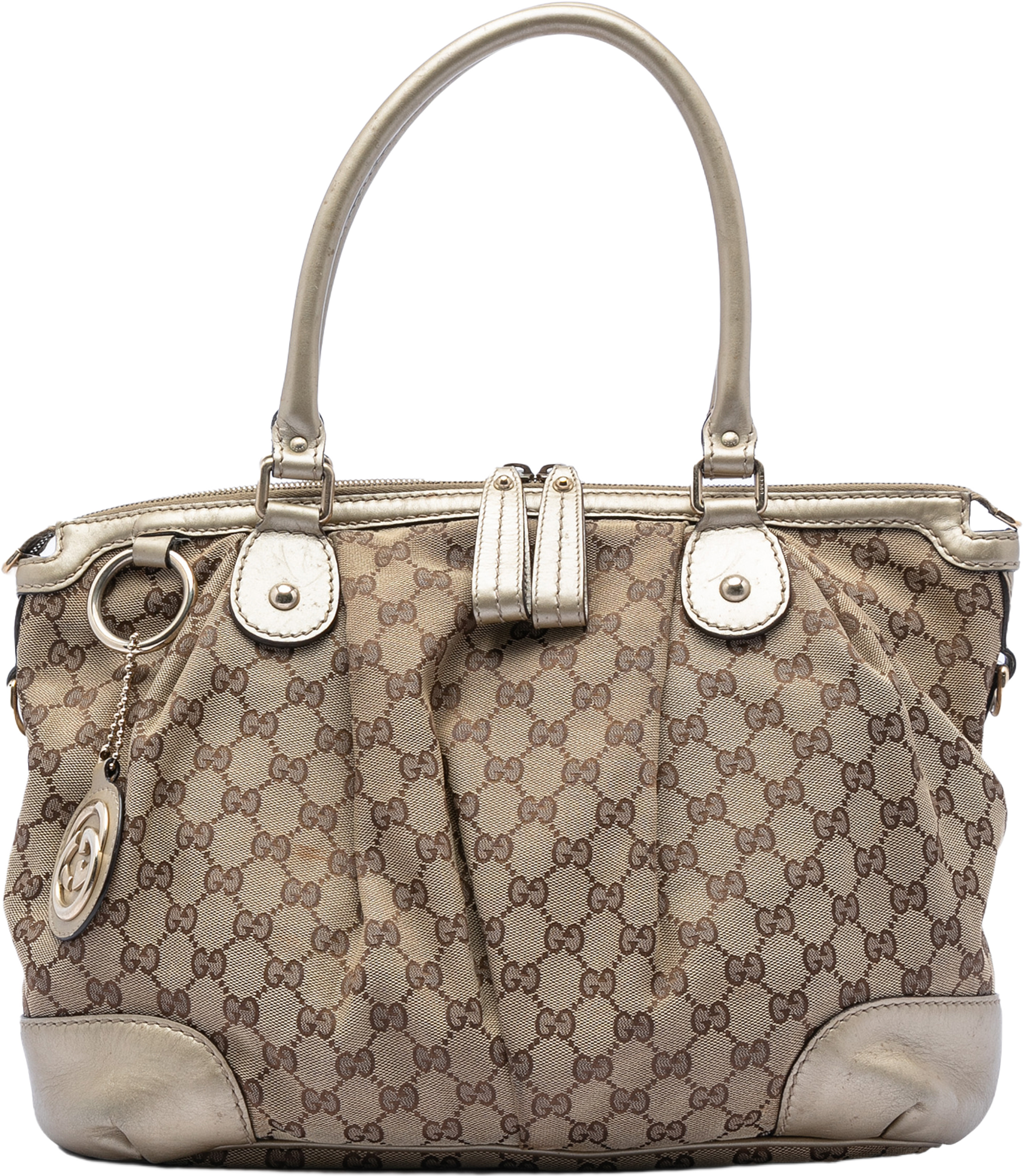 Gucci Gg Canvas Sukey Satchel, från Luxclusif, i färgen beige. Klicka för att öppna bilden i stort format