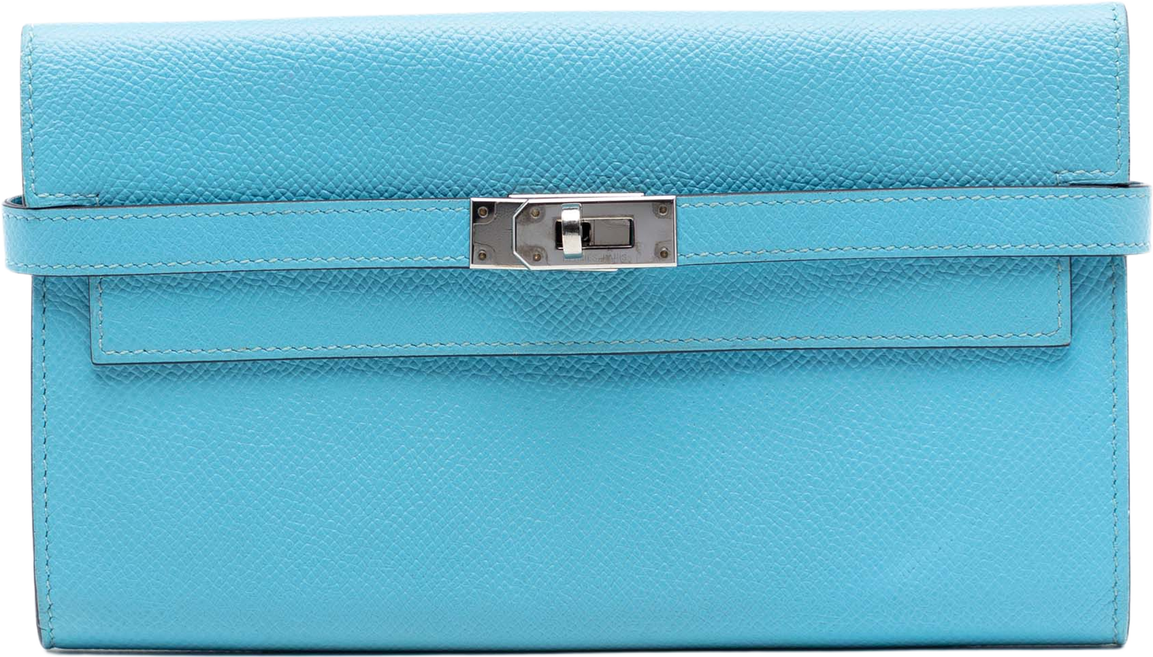 Hermès Epsom Kelly Longue Wallet, från Luxclusif, i färgen light blue. Klicka för att öppna bilden i stort format