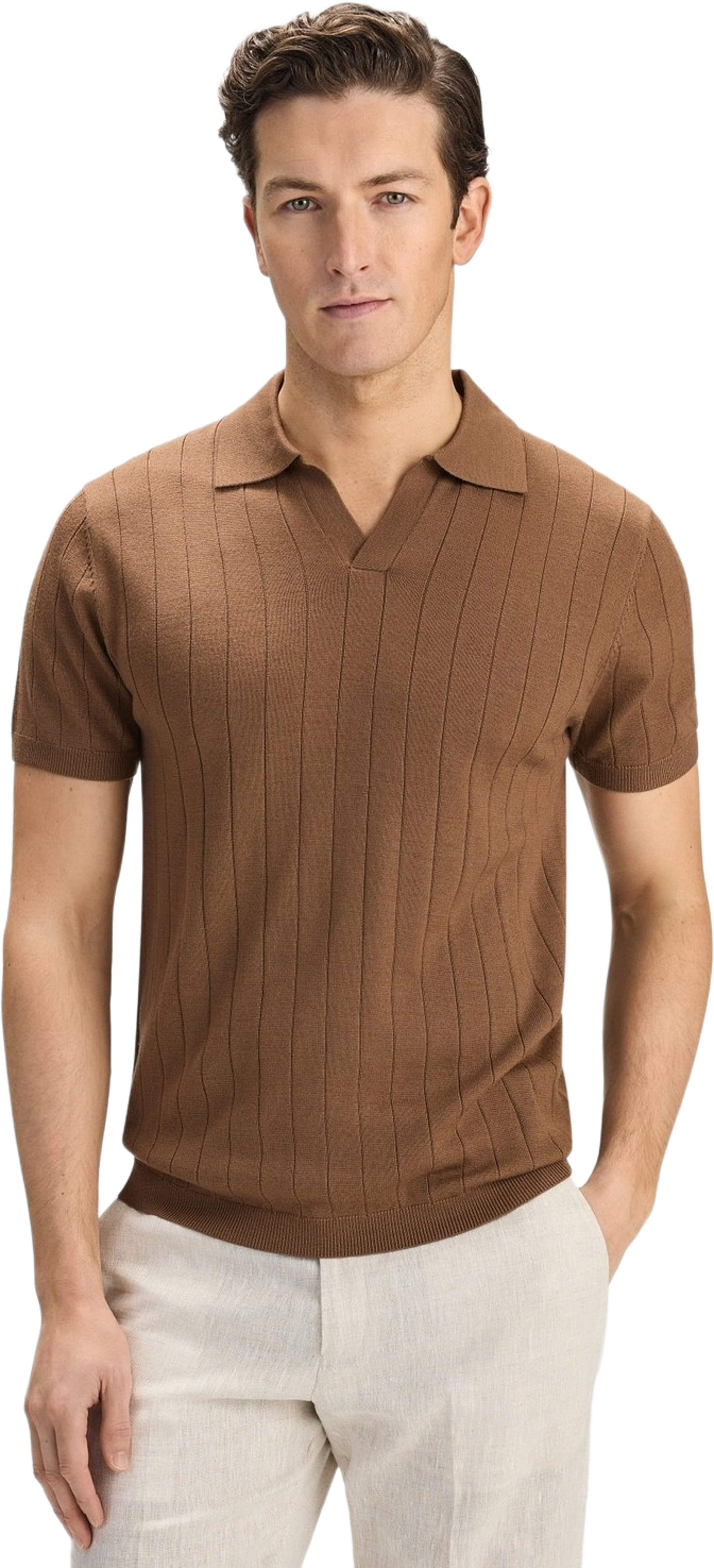 Merino Rib Knitted Ss Polo Sweater (era)