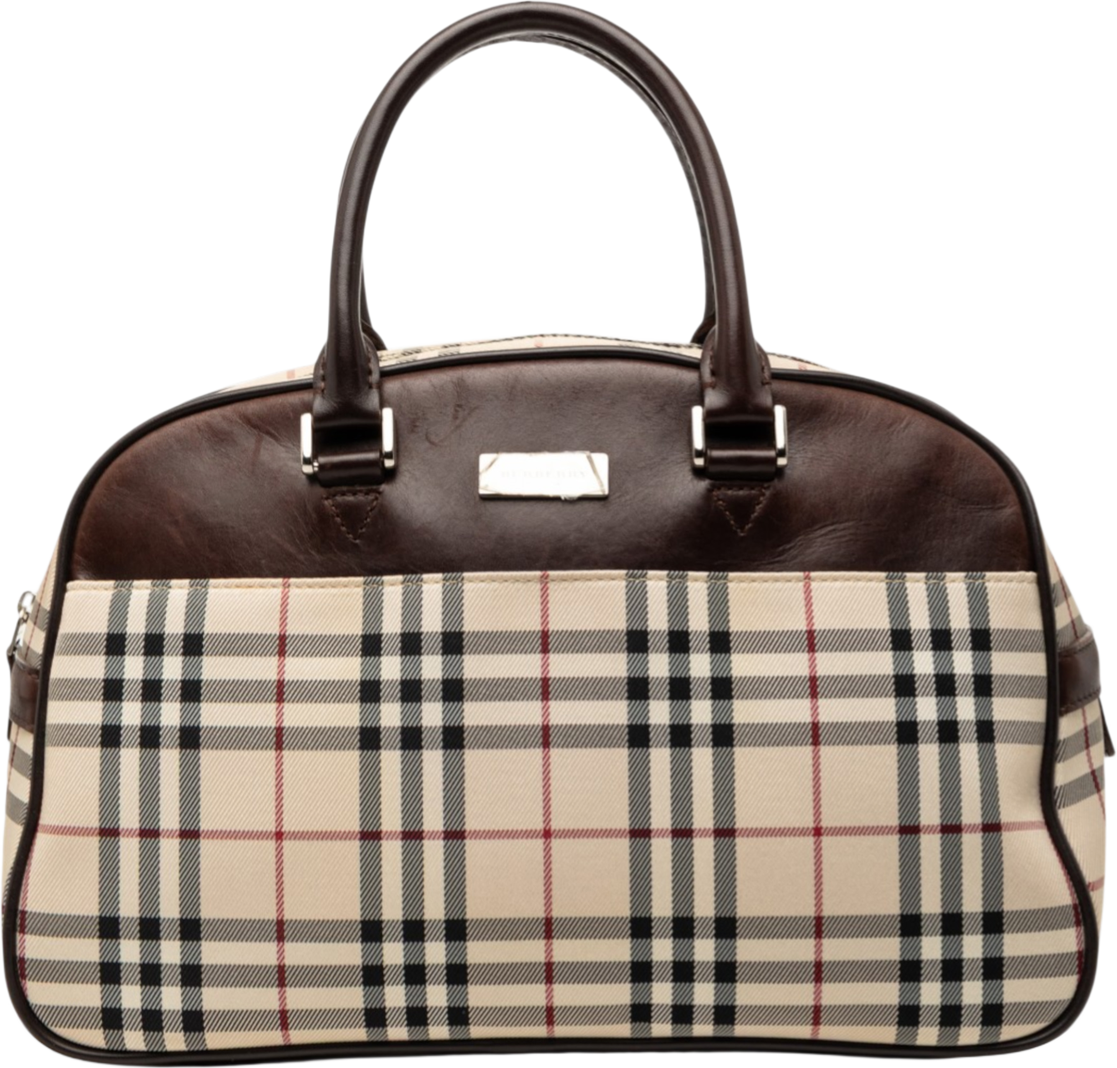 Burberry House Check Canvas Handbag, från Luxclusif, i färgen beige. Klicka för att öppna bilden i stort format