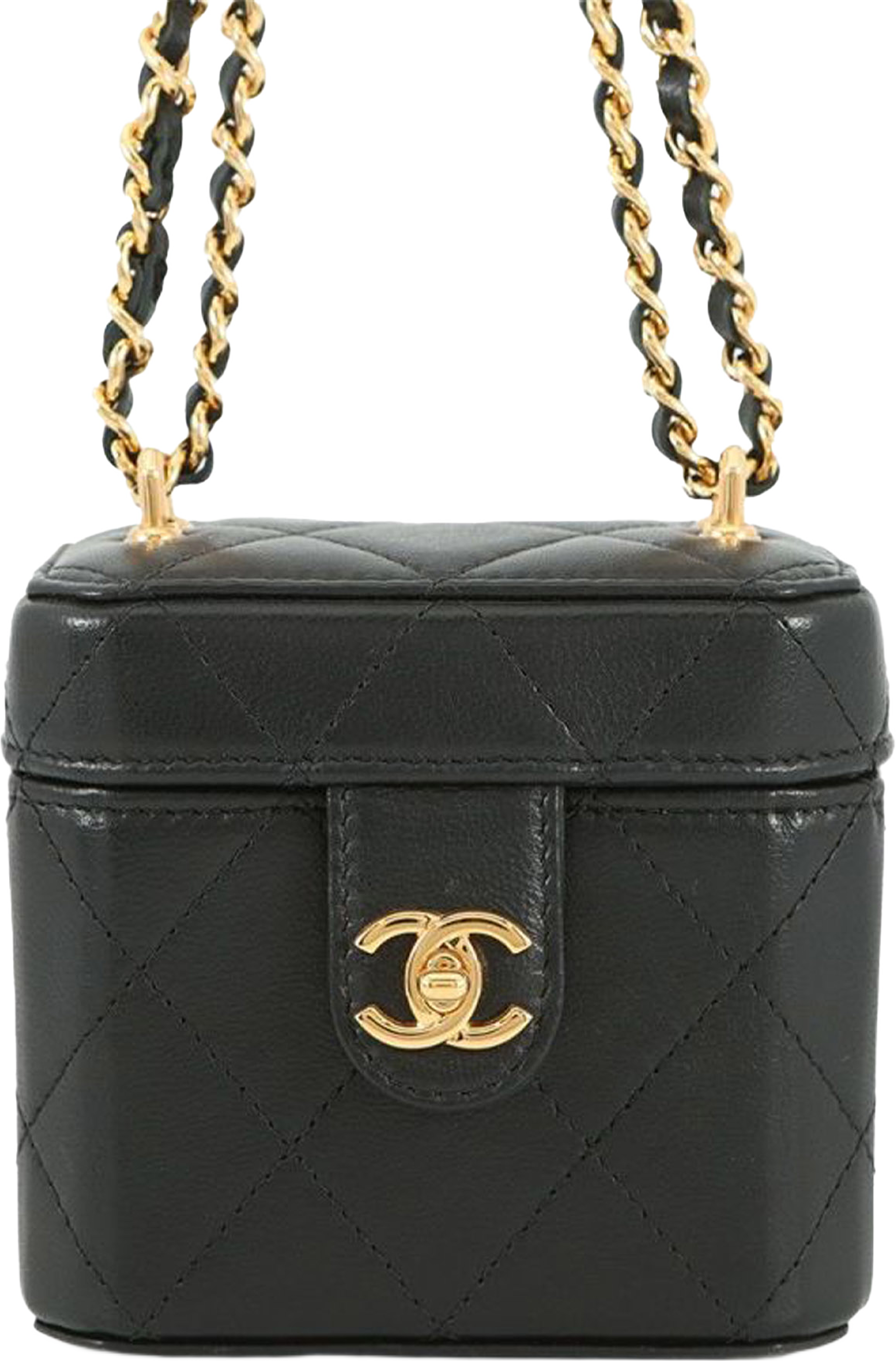 Chanel Mini Cc Quilted Lambskin Vanity Case With Chain, från Luxclusif, i färgen black. Klicka för att öppna bilden i stort format