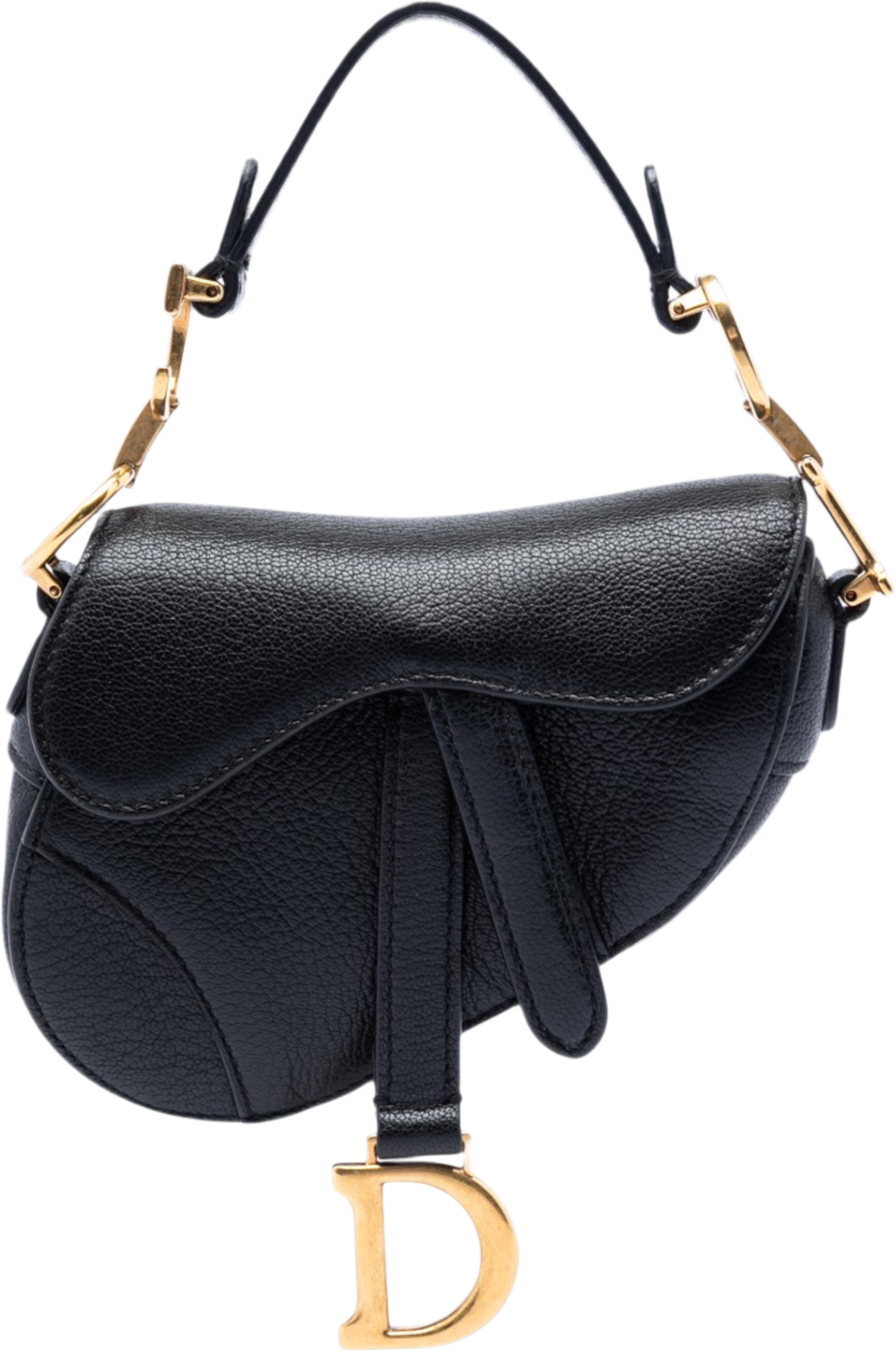 Dior Micro Goatskin Saddle Bag, från Luxclusif, i färgen black. Klicka för att öppna bilden i stort format