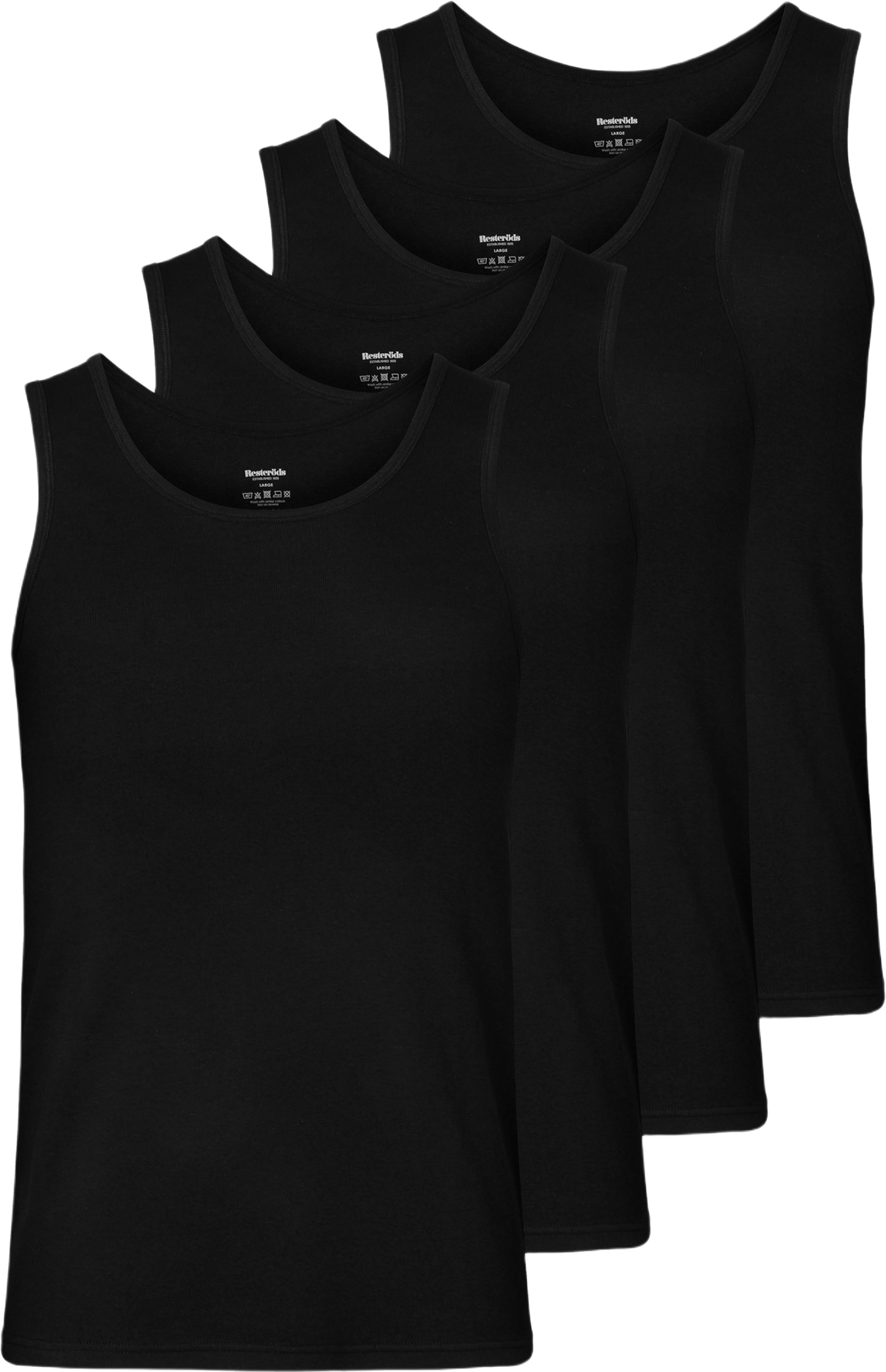 Bambu, Linne "rib", 4-pack, Svart