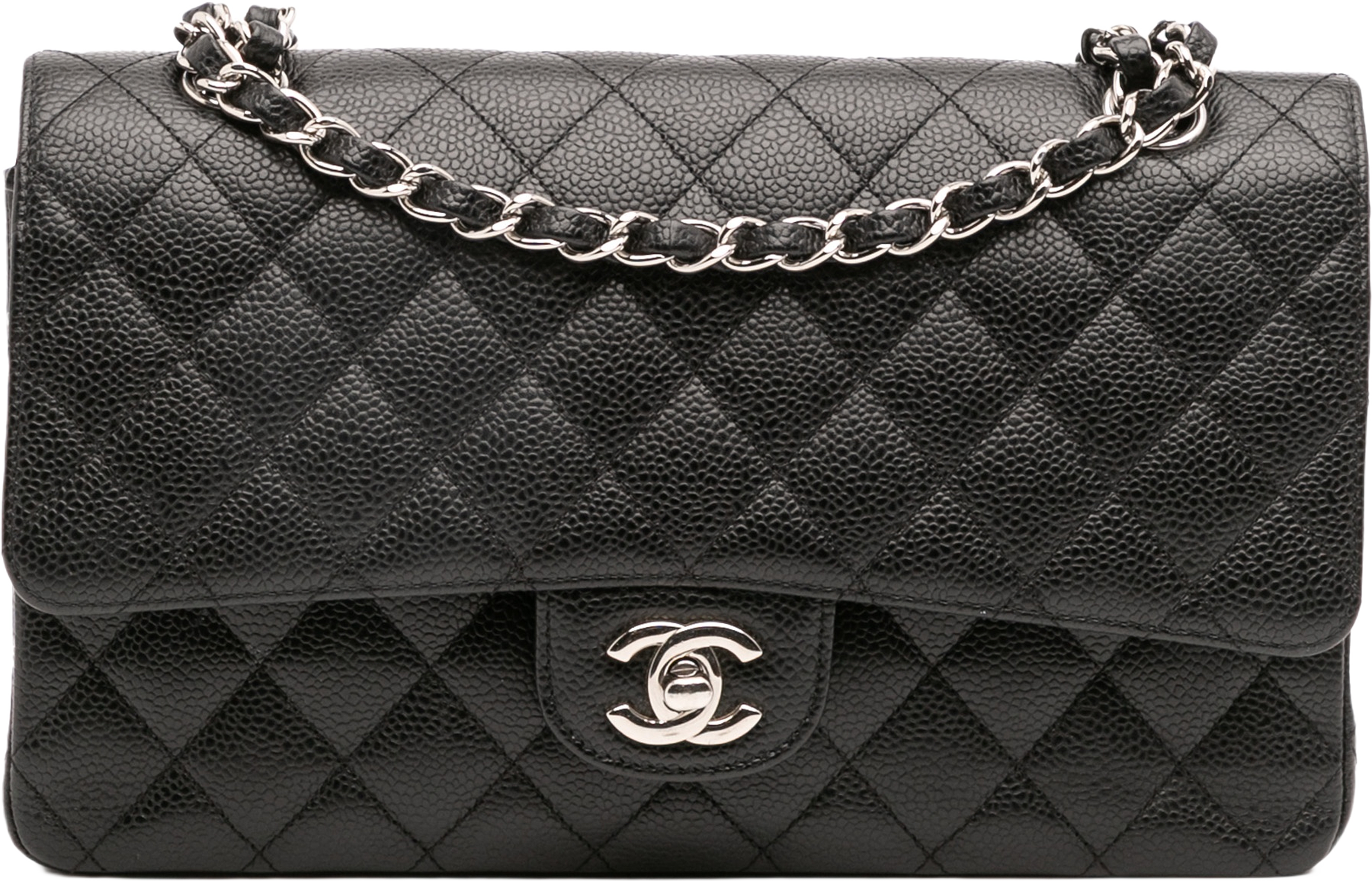 Chanel Medium Classic Caviar Double Flap, från Luxclusif, i färgen black.
