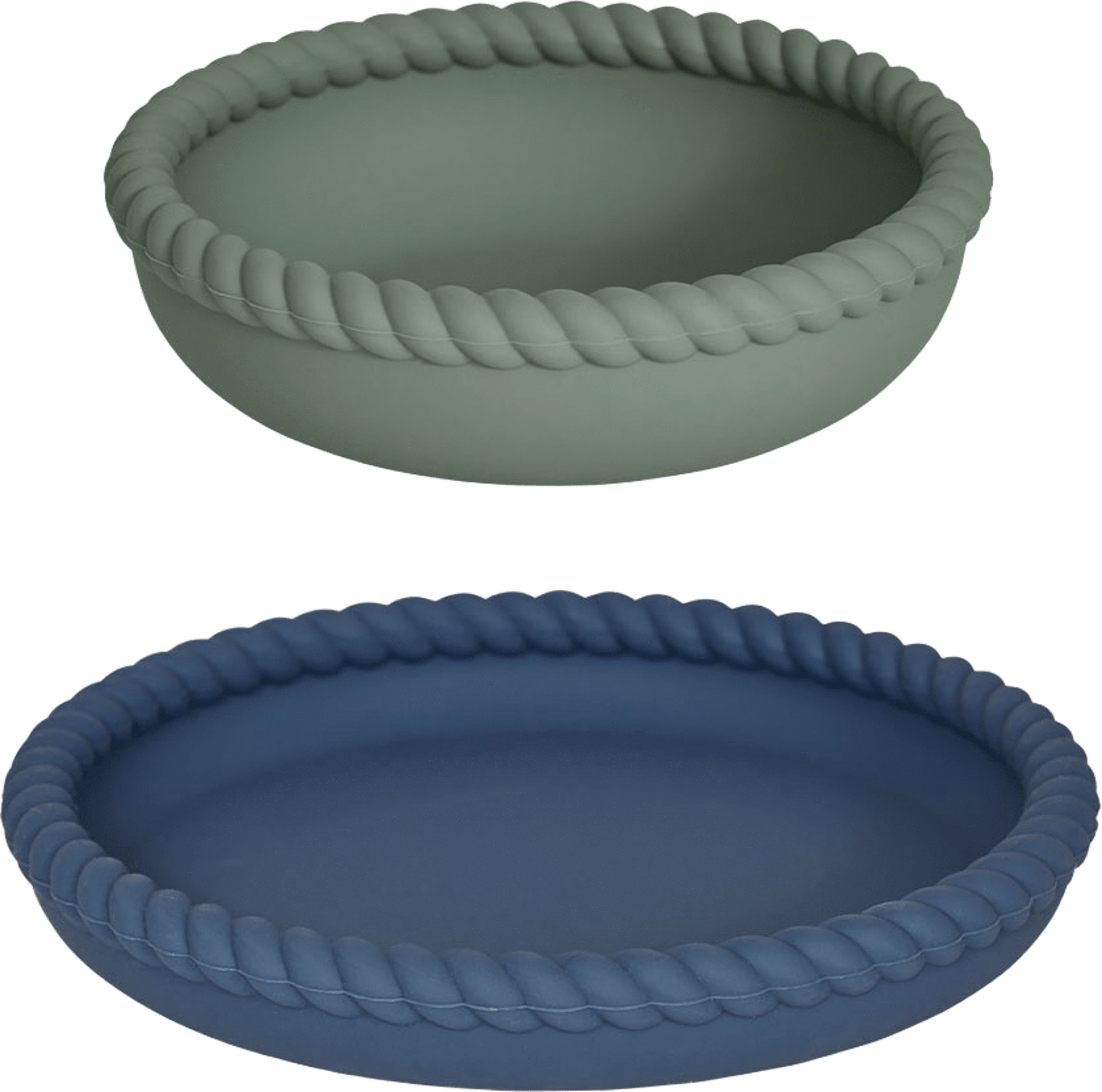 Mellow Plate & Bowl, från OYOY Mini, i färgen blue/olive. Klicka för att öppna bilden i stort format