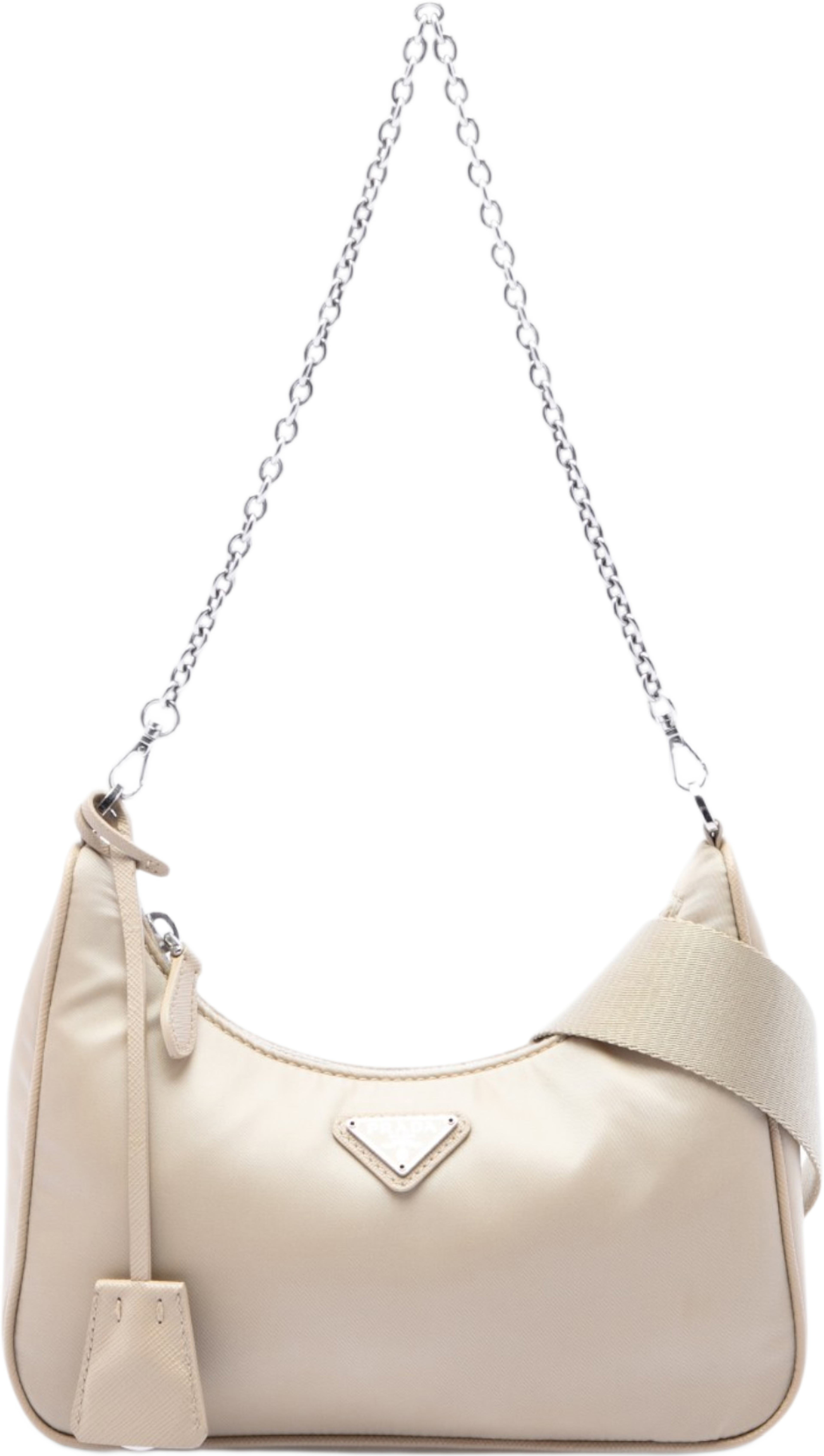Prada Re Nylon Re Edition 2005 Satchel, från Luxclusif, i färgen beige. Klicka för att öppna bilden i stort format