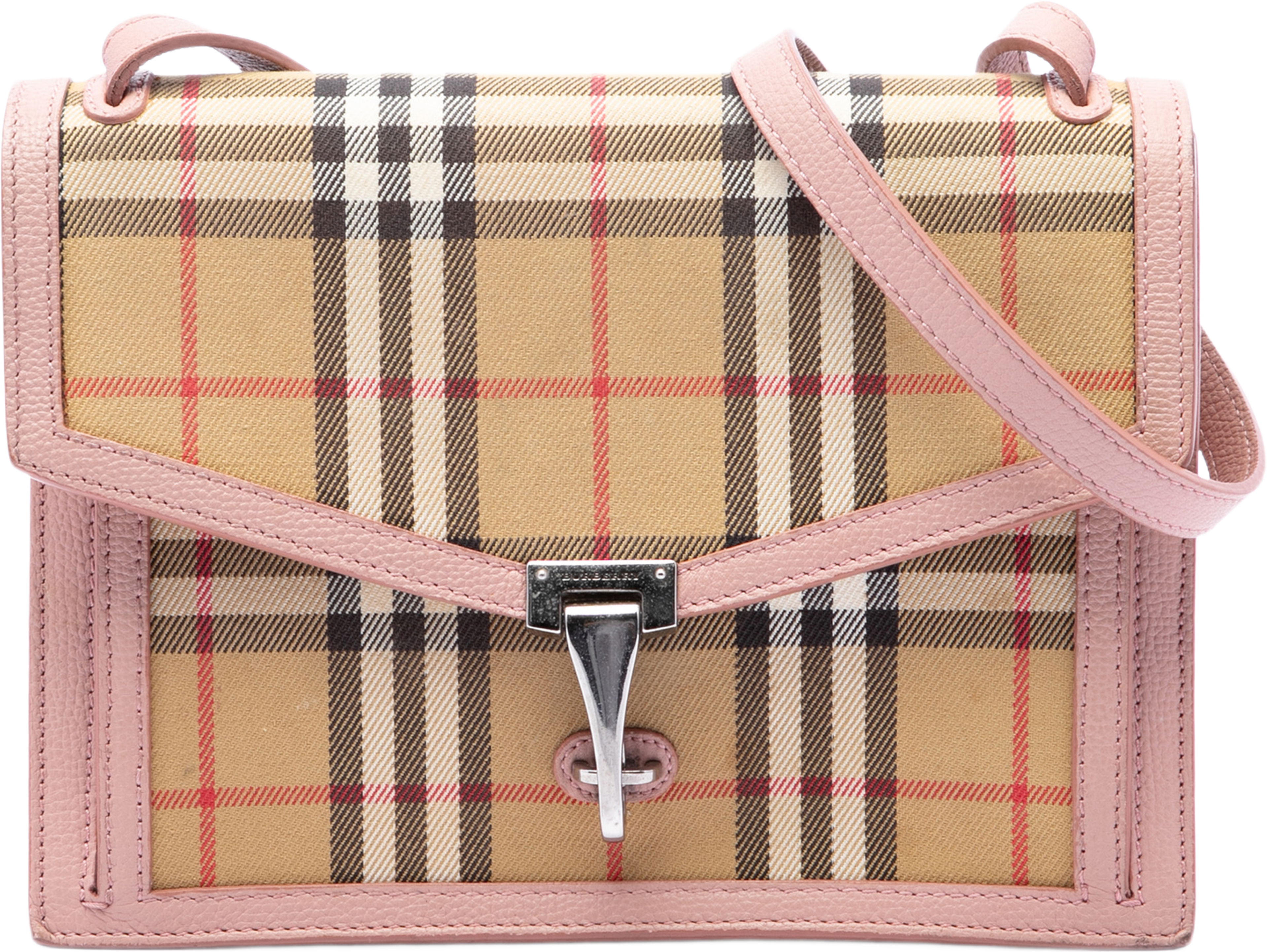 Burberry Small House Check Canvas Macken Crossbody, från Luxclusif, i färgen beige. Klicka för att öppna bilden i stort format