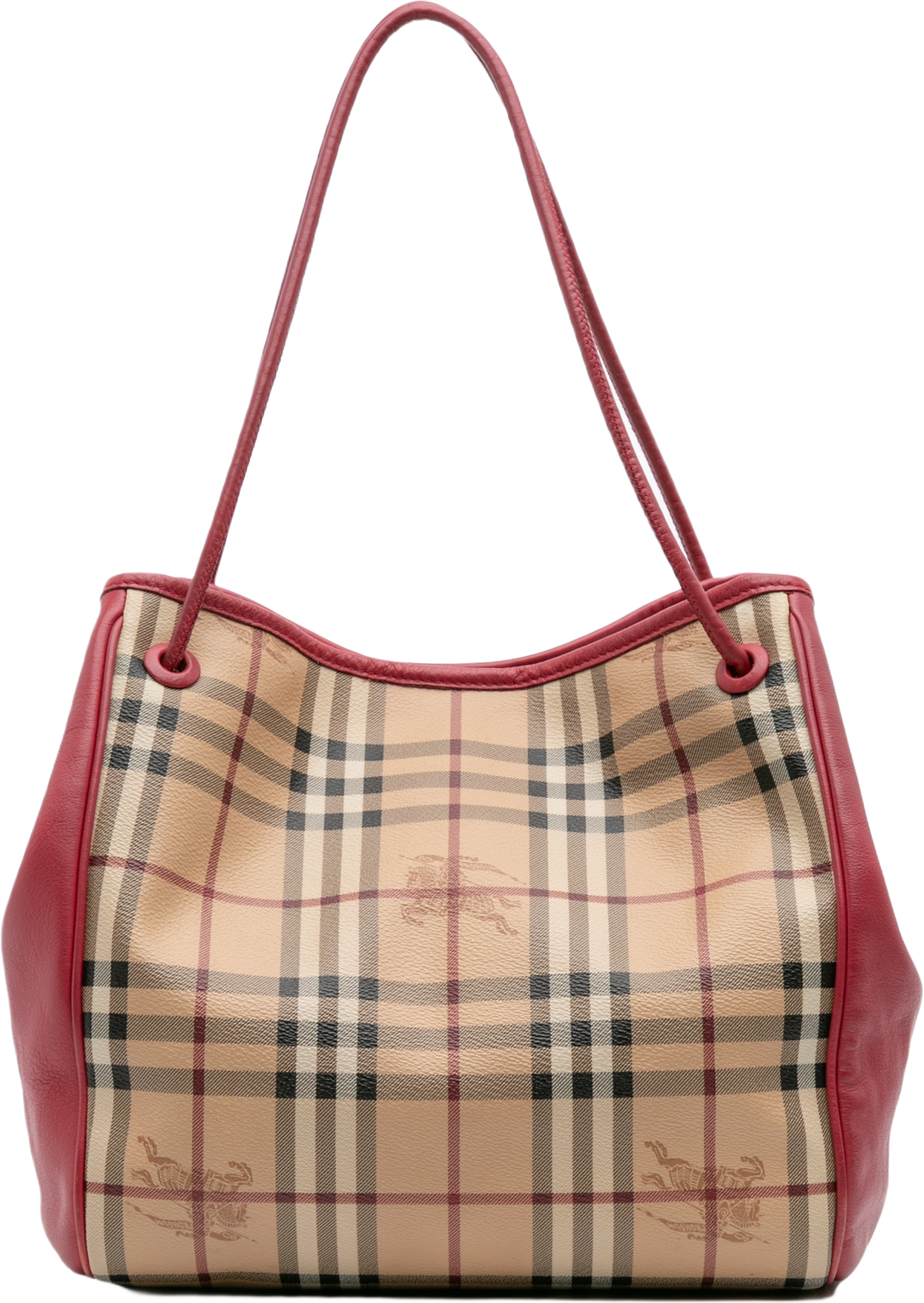 Burberry Small Haymarket Check Coated Canvas Canterbury Tote, från Luxclusif, i färgen beige.