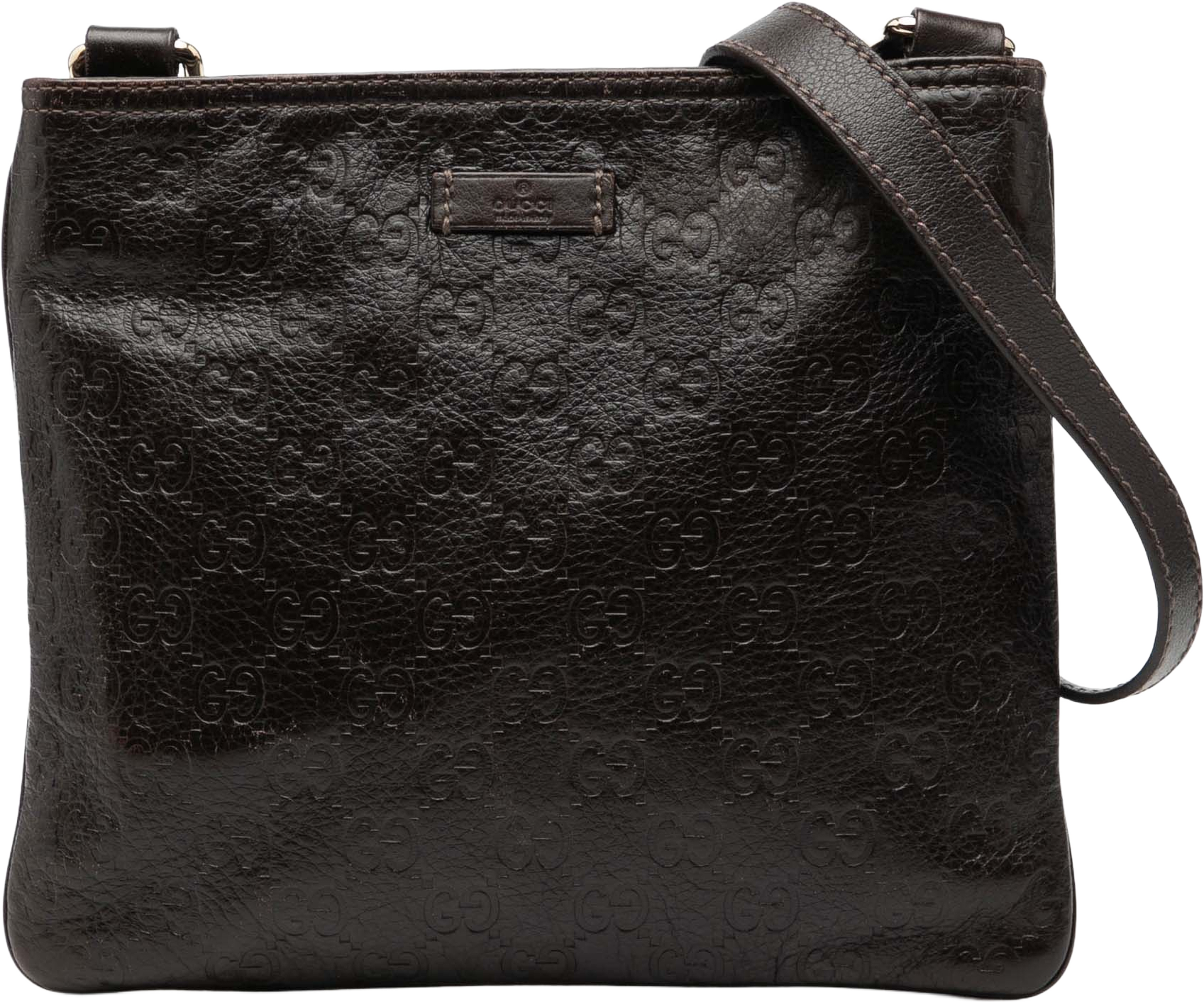 Gucci Guccissima Crossbody, från Luxclusif, i färgen dark brown. Klicka för att öppna bilden i stort format