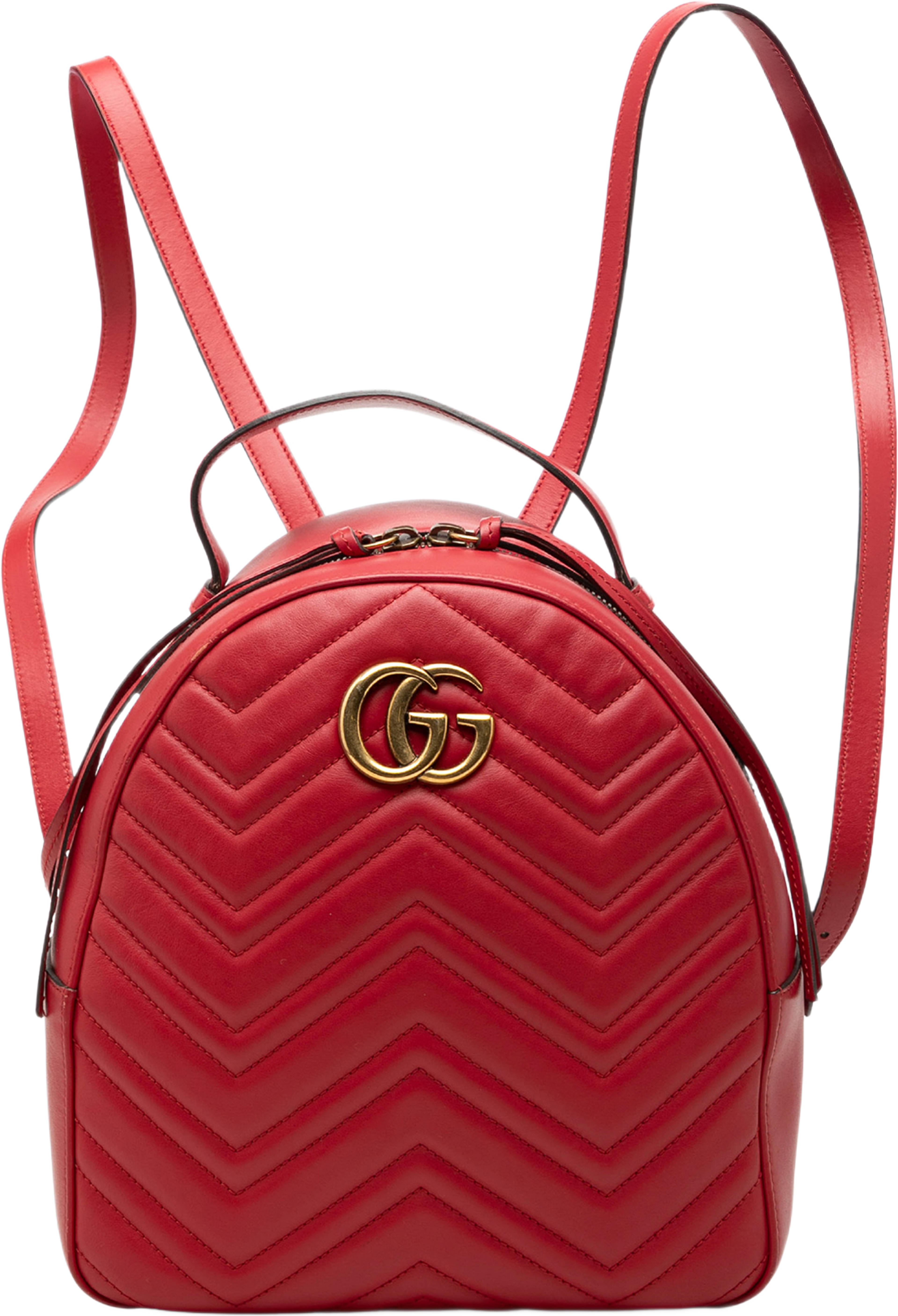 Gucci Small Gg Marmont Matelasse Leather Backpack, från Luxclusif, i färgen röd. Klicka för att öppna bilden i stort format