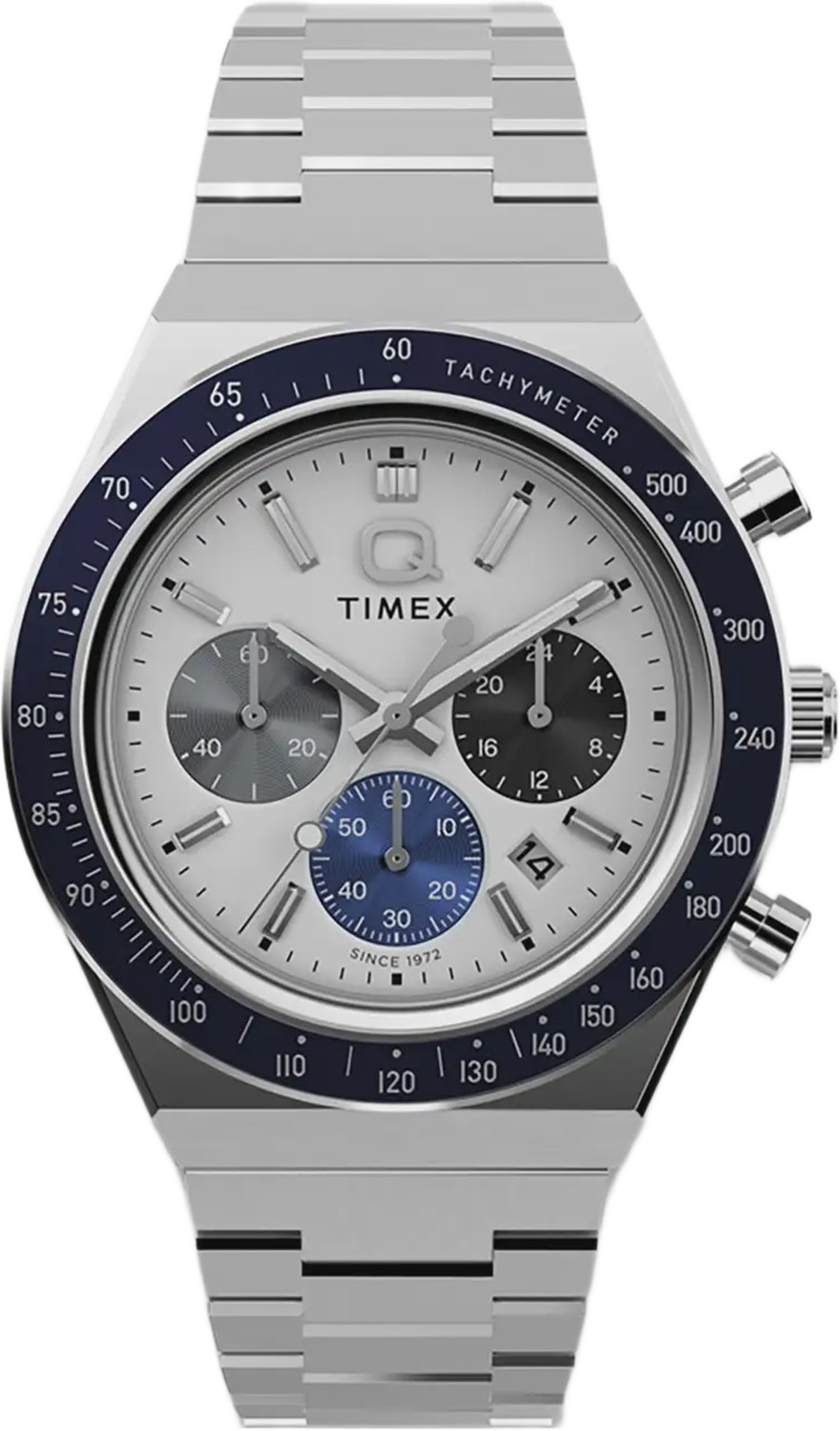Timex Q Timex Chronograph Herrklocka Vit/stl, Metallband - Tw2y36200, från Timex, i färgen 1. Klicka för att öppna bilden i stort format