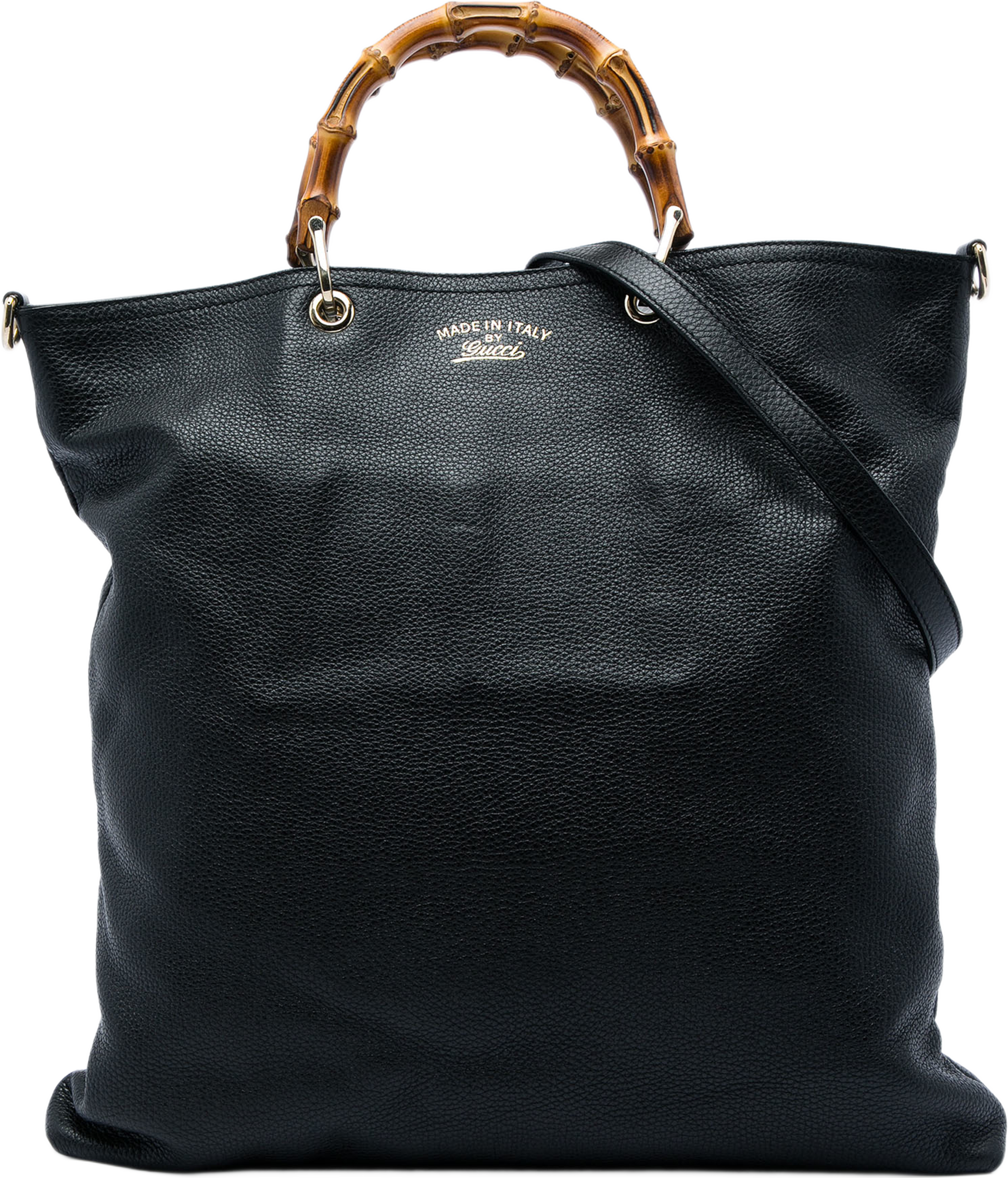 Gucci Calfskin Bamboo Shopper Satchel, från Luxclusif, i färgen svart. Klicka för att öppna bilden i stort format