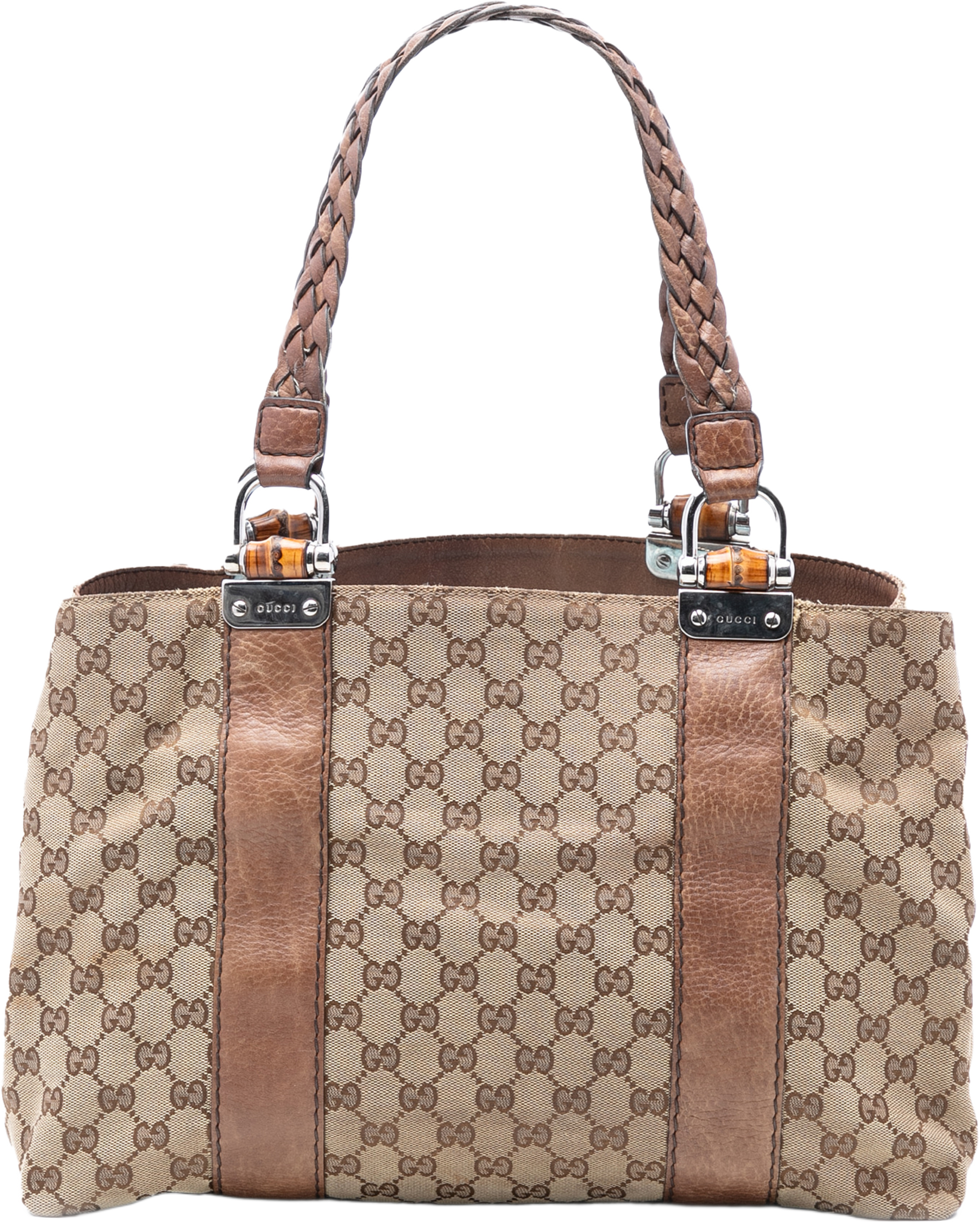 Gucci Medium Gg Canvas Bamboo Libeccio Tote, från Luxclusif, i färgen beige. Klicka för att öppna bilden i stort format