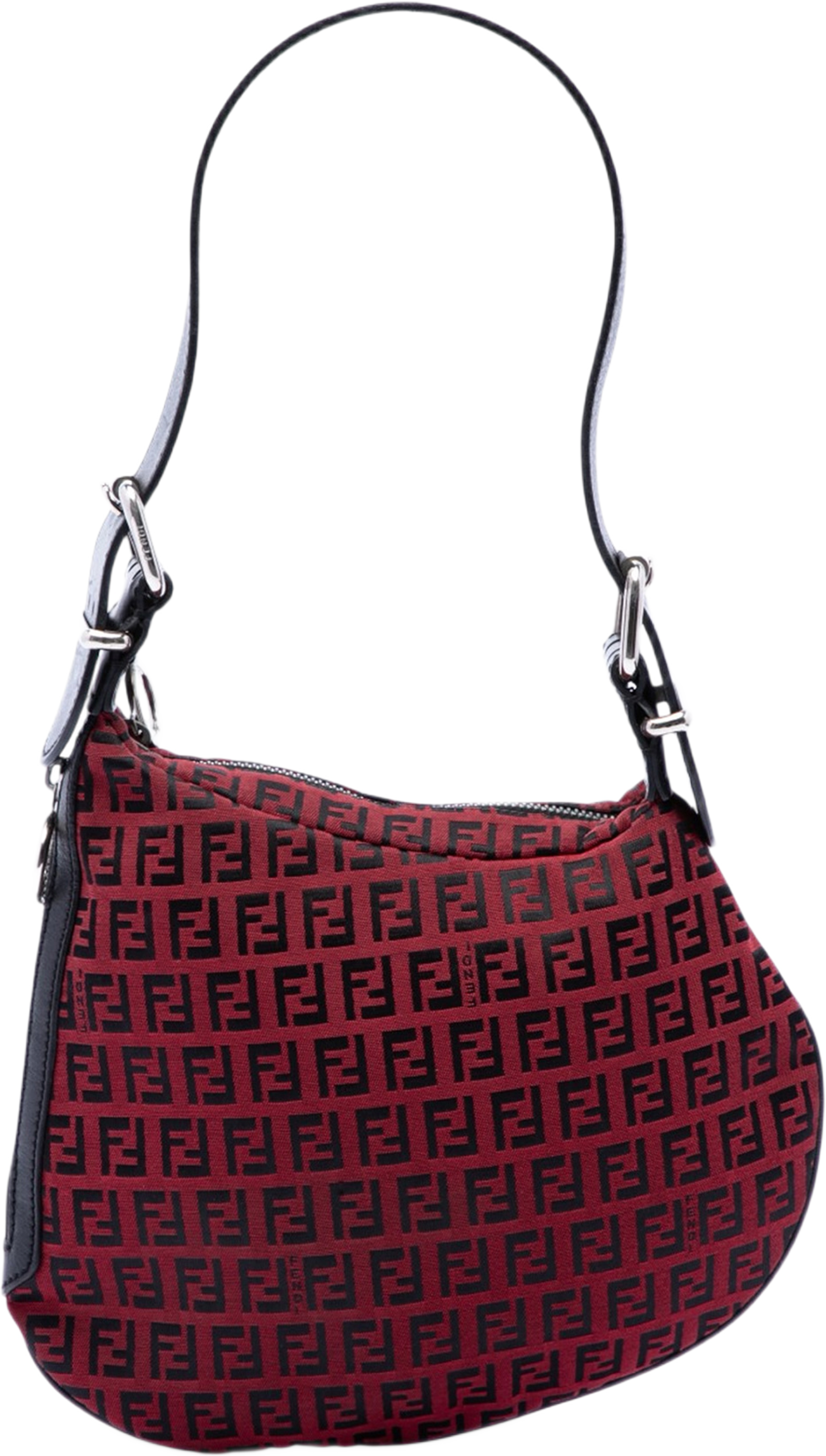 Fendi Zucchino Canvas Oyster Hobo, från Luxclusif, i färgen röd. Klicka för att öppna bilden i stort format