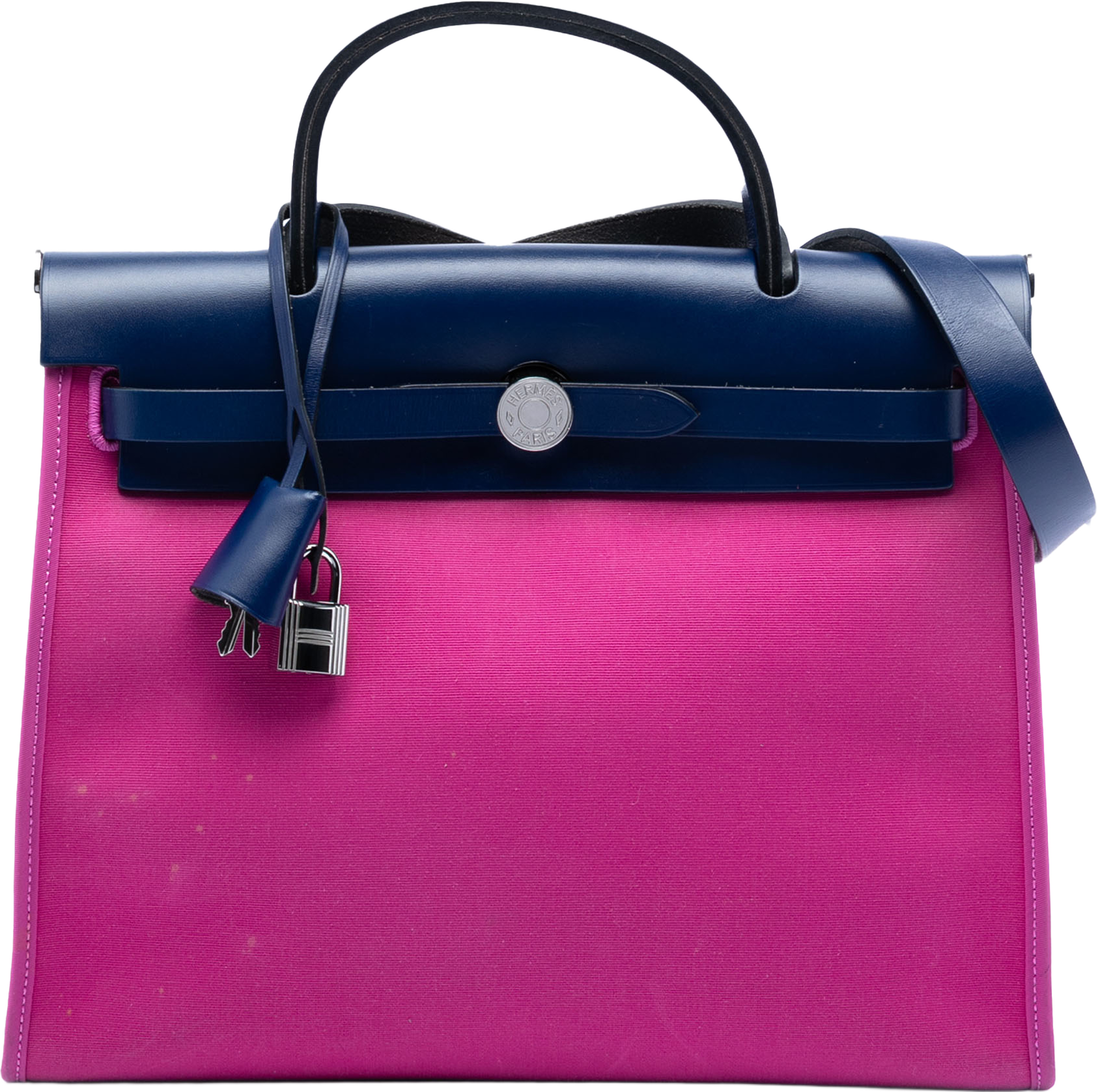 Hermès Toile Herbag Zip 31, från Luxclusif, i färgen hot pink. Klicka för att öppna bilden i stort format