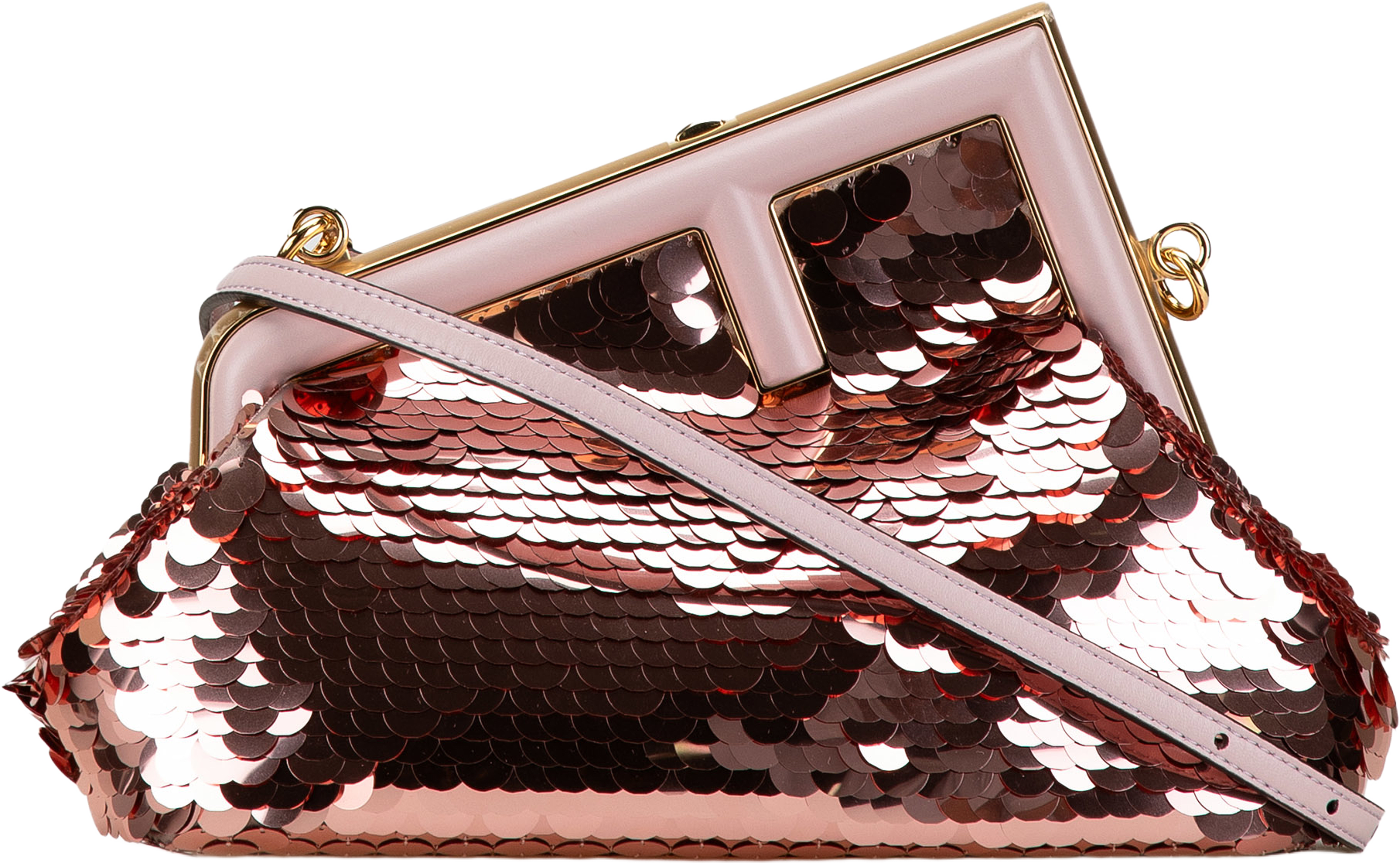 Fendi Small First Sequin Bag, från Luxclusif, i färgen pink. Klicka för att öppna bilden i stort format