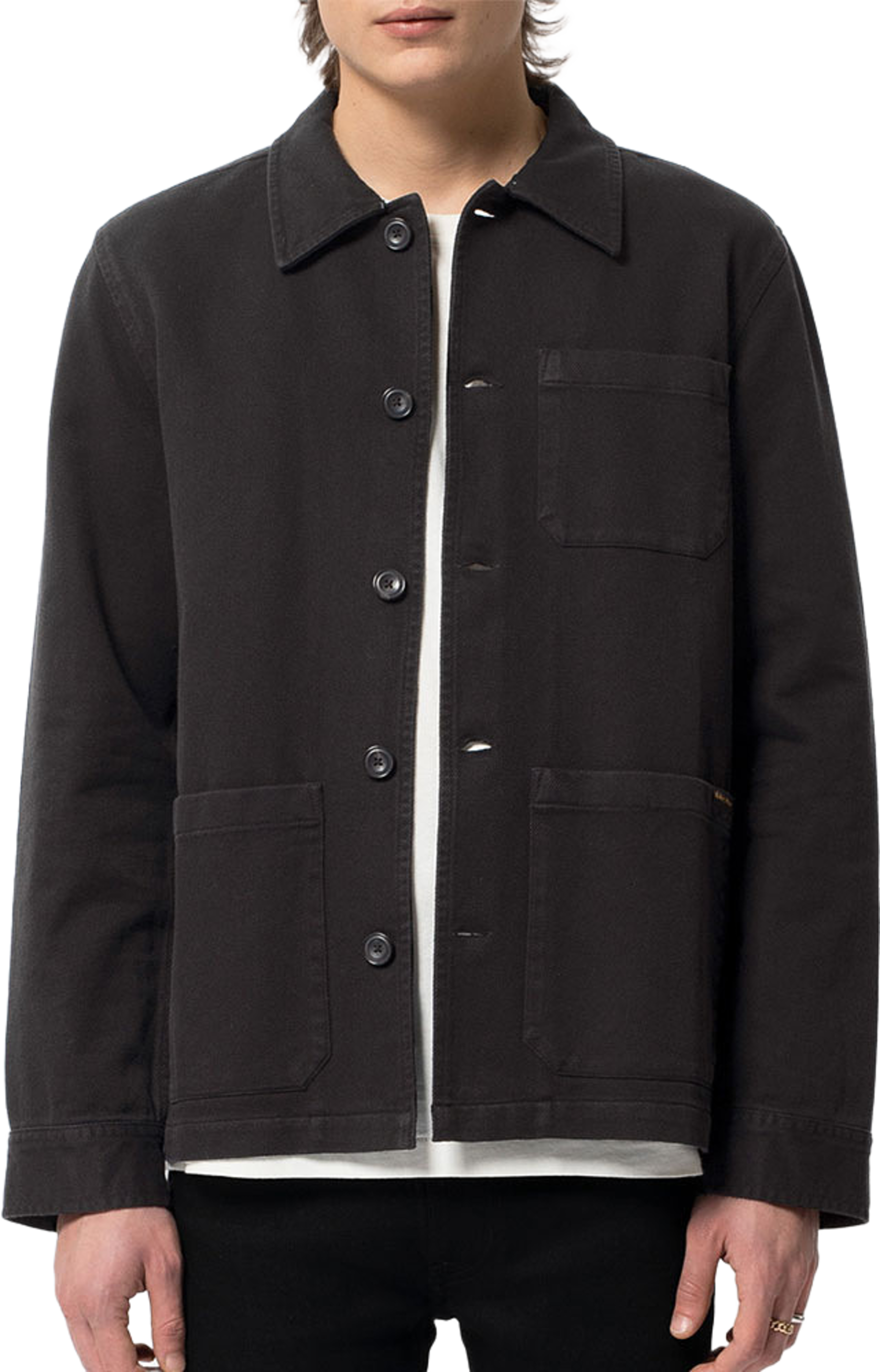 Barney Worker Jacket, från Nudie Jeans, i färgen Black. Klicka för att öppna bilden i stort format