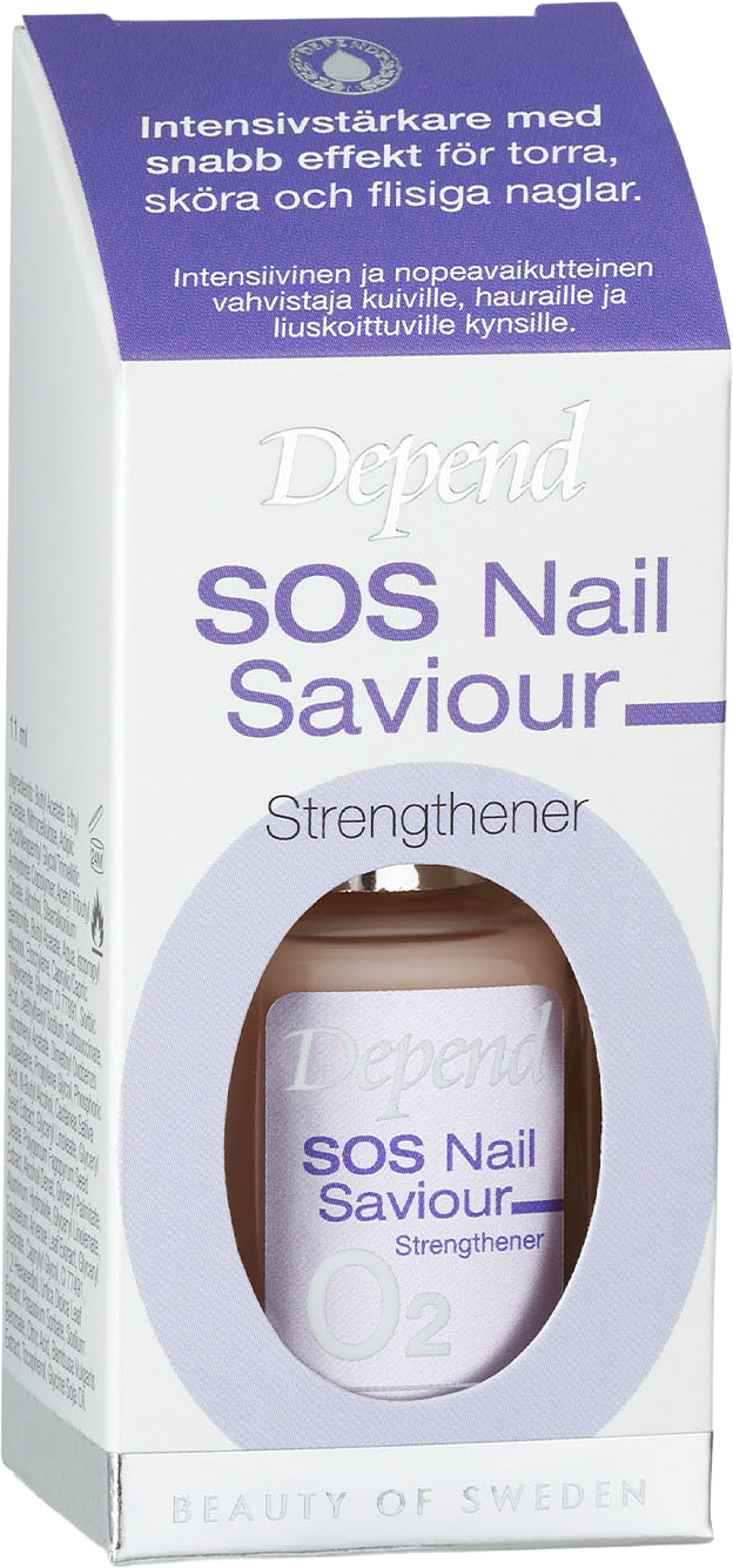 O2 SOS Nail Saviour Strengthener, från Depend. Klicka för att öppna bilden i stort format