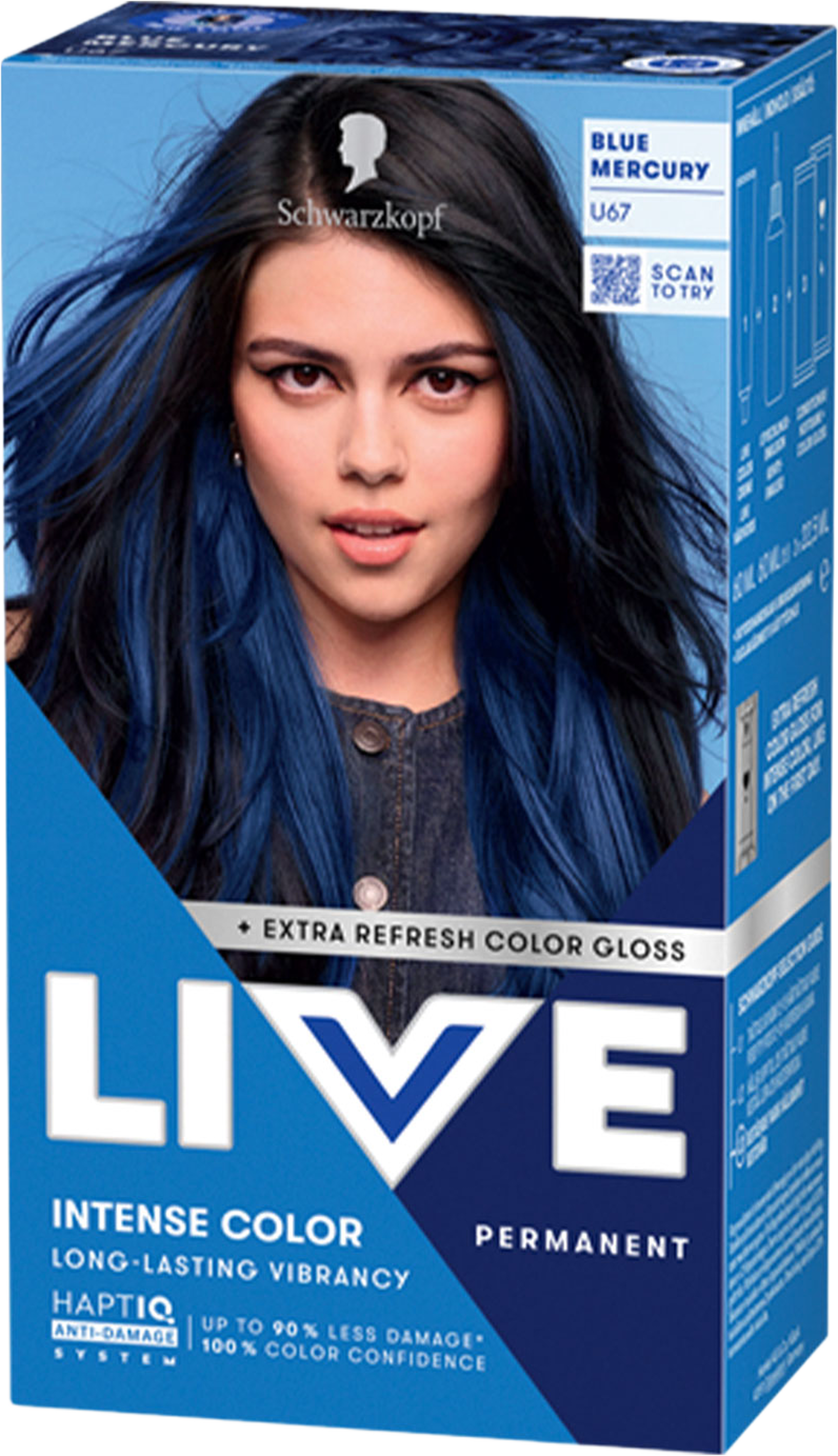 LIVE Intense Color, från Schwarzkopf, i färgen Blue Mercury. Klicka för att öppna bilden i stort format