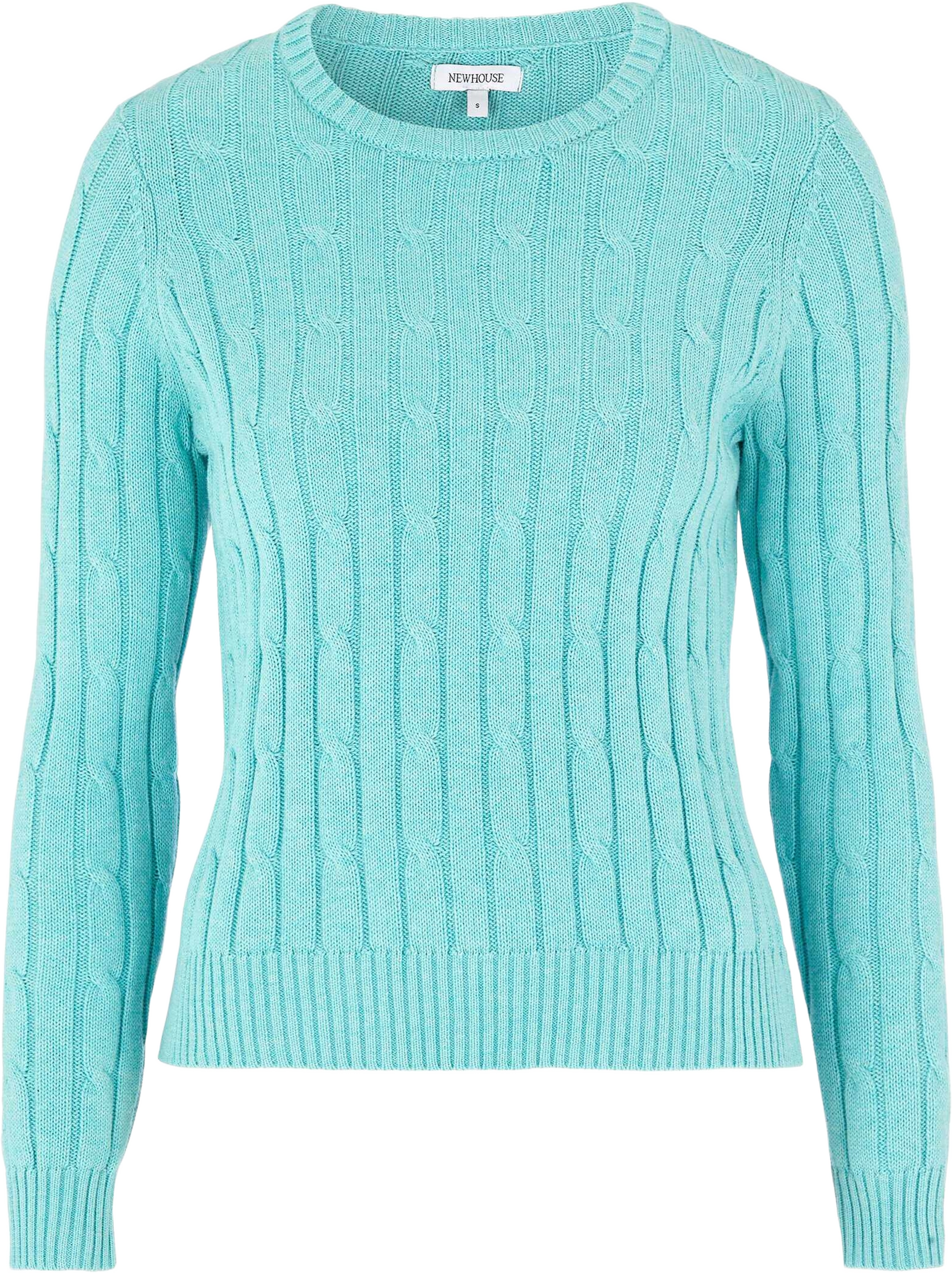 Chloe Cable Sweater, från Newhouse, i färgen turkos. Klicka för att öppna bilden i stort format