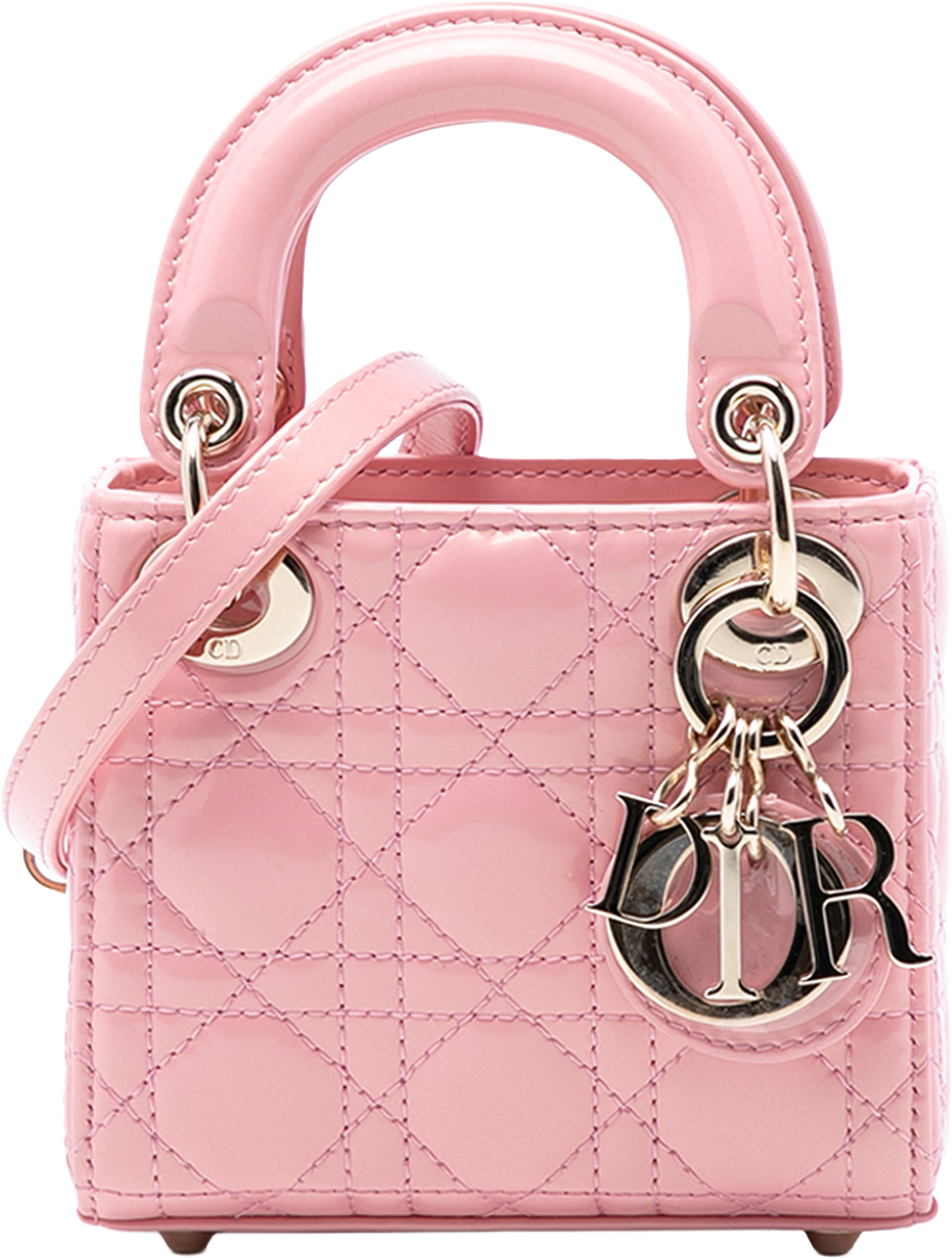 Dior Micro Patent Cannage Lady Dior, från Luxclusif, i färgen light pink. Klicka för att öppna bilden i stort format