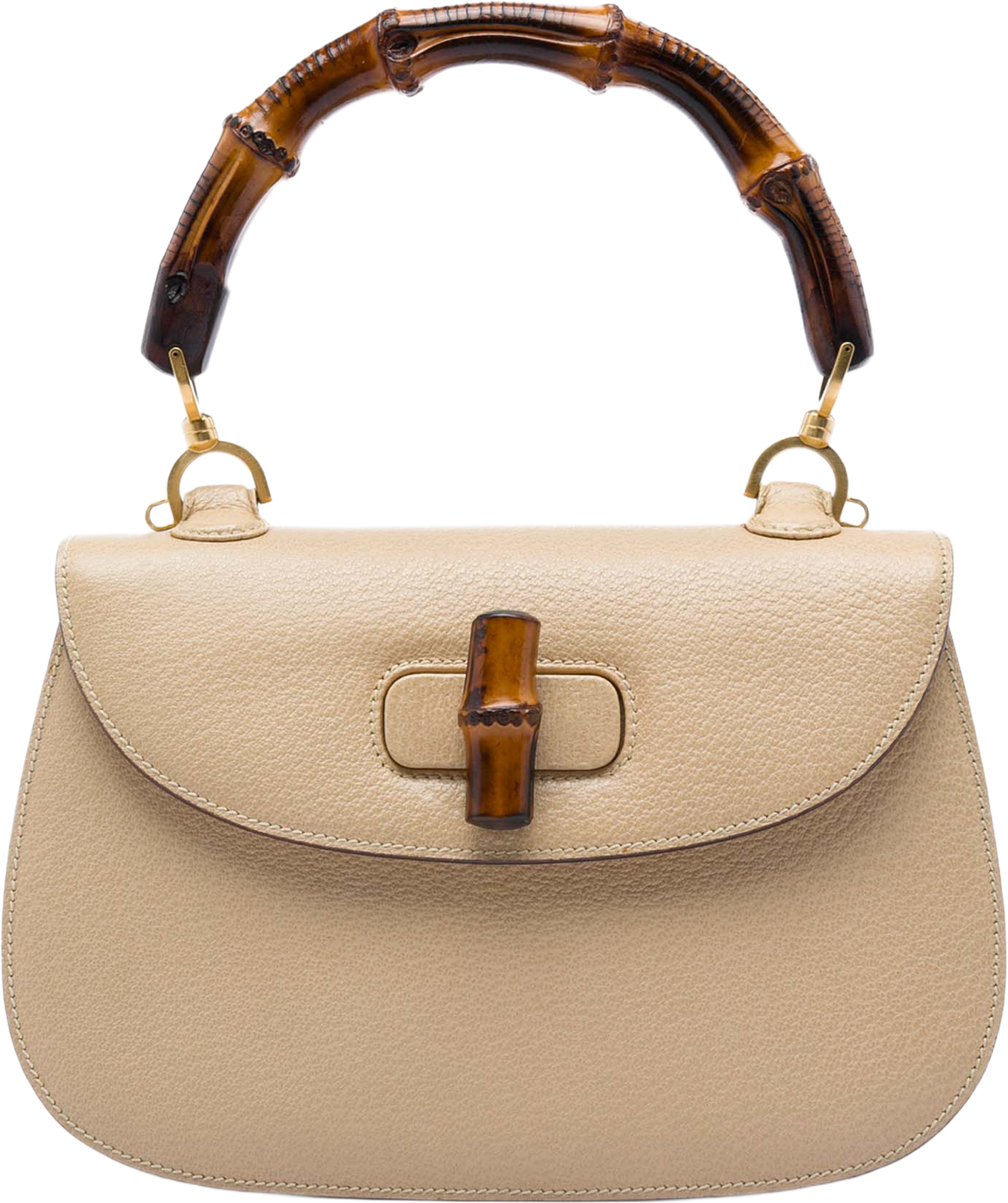 Gucci Grained Calfskin Bamboo Night, från Luxclusif, i färgen beige. Klicka för att öppna bilden i stort format