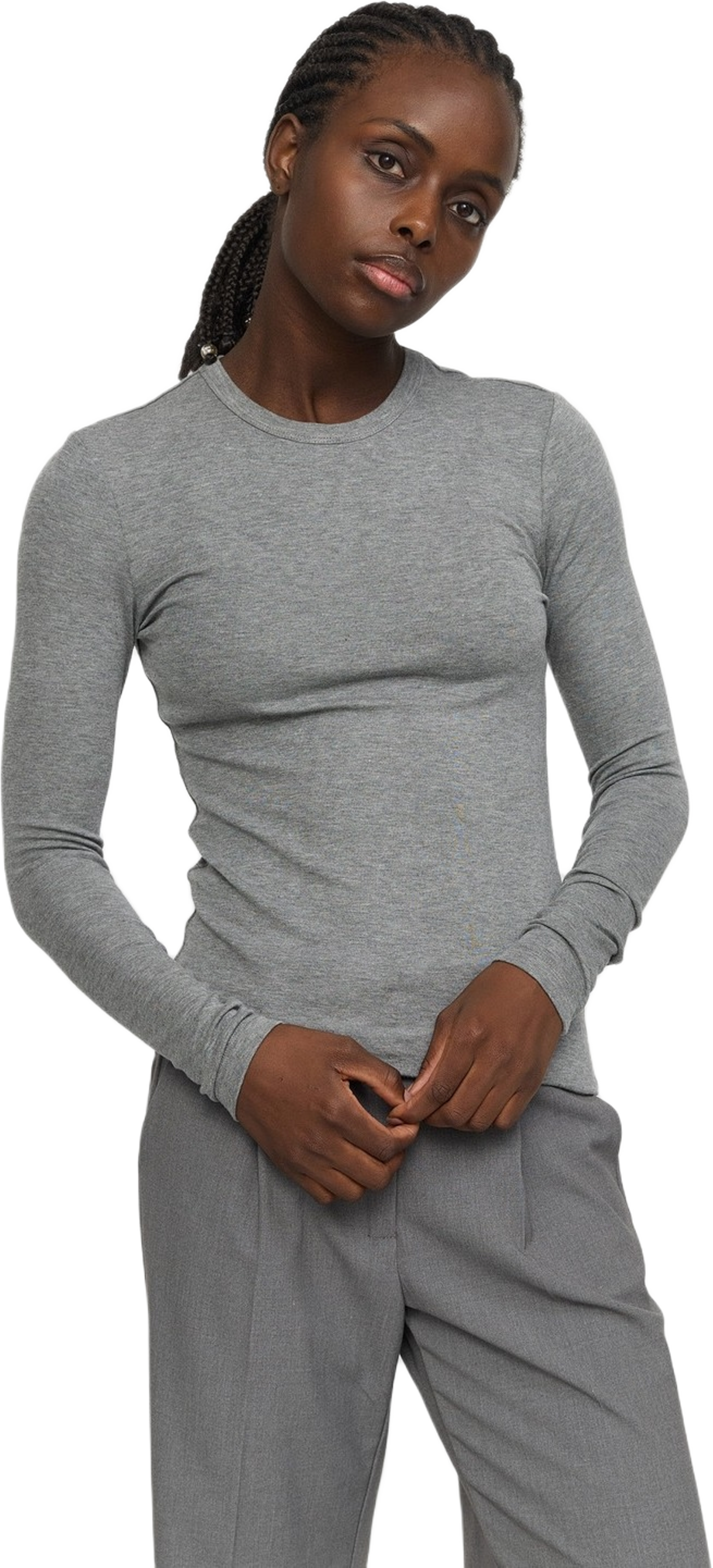 Srroman O-neck - Medium Grey Melange