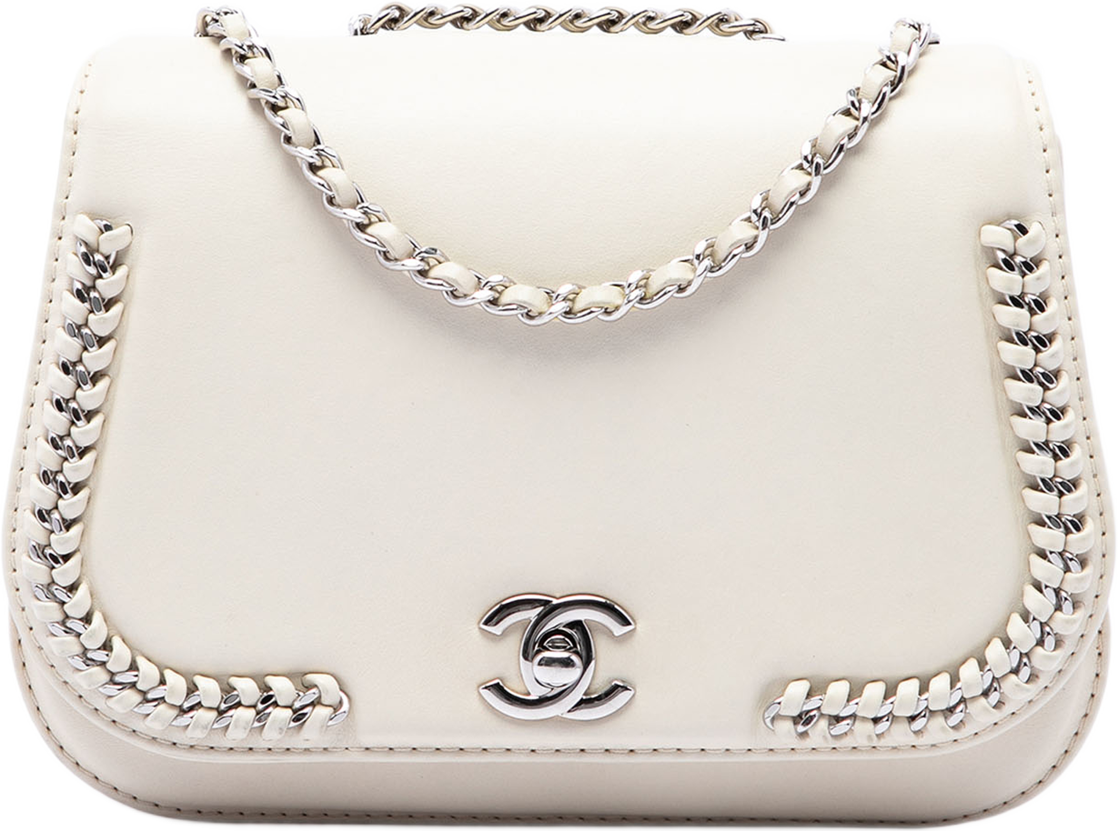 Chanel Small Calfskin Braided Chic Flap, från Luxclusif, i färgen vit. Klicka för att öppna bilden i stort format