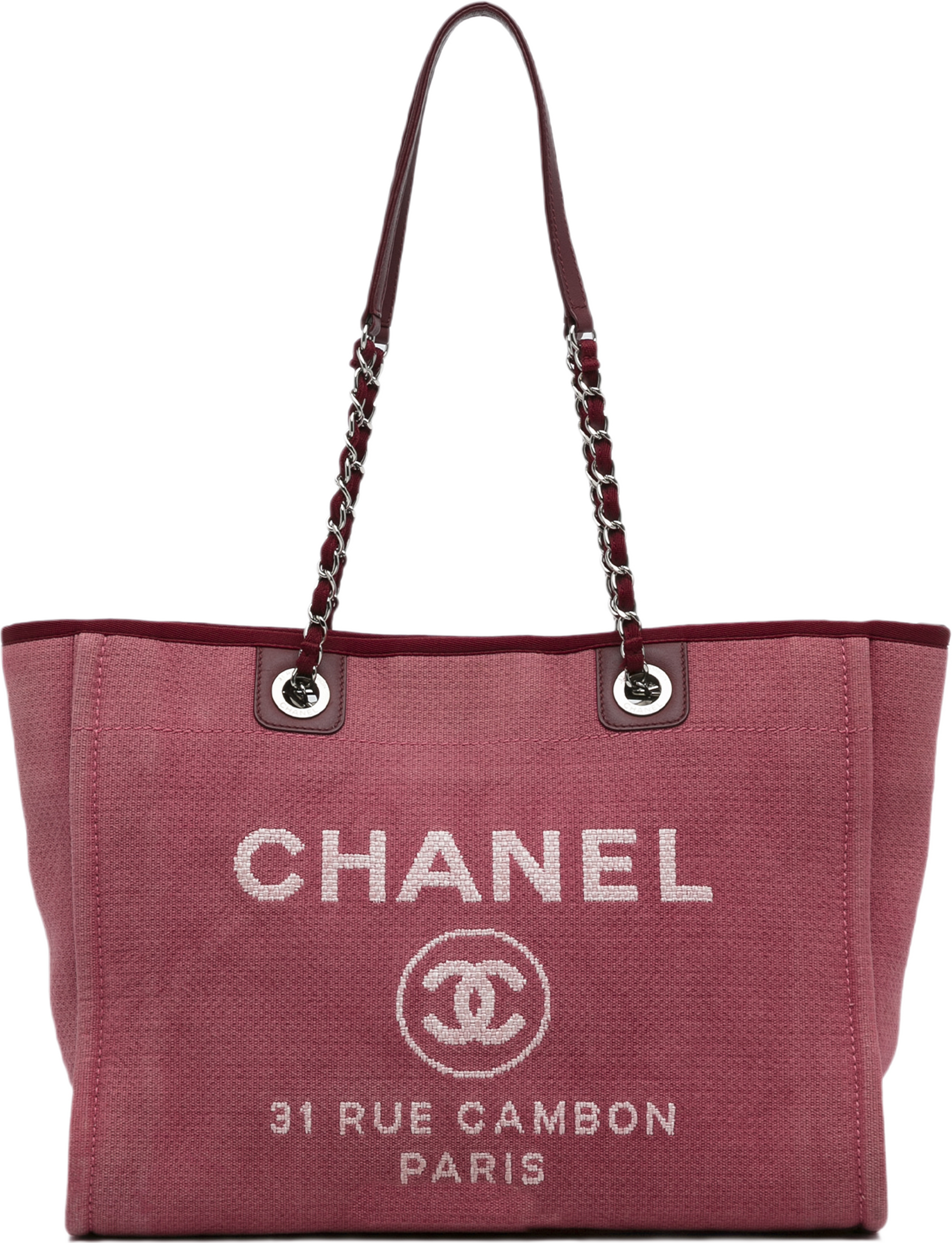 Chanel Deauville Tote, från Luxclusif, i färgen red. Klicka för att öppna bilden i stort format