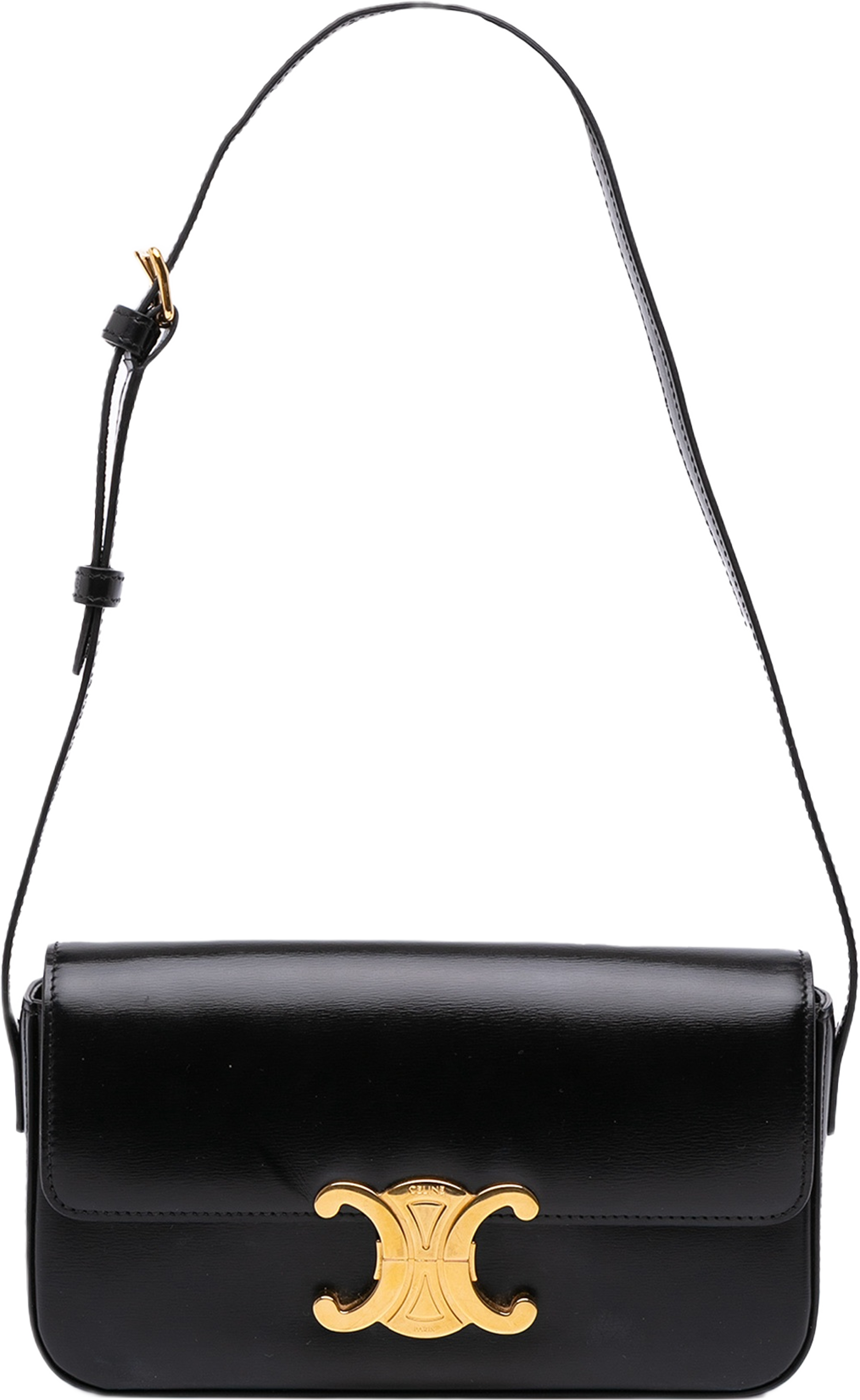 Celine Shiny Calfskin Claude Shoulder Bag, från Luxclusif, i färgen black.