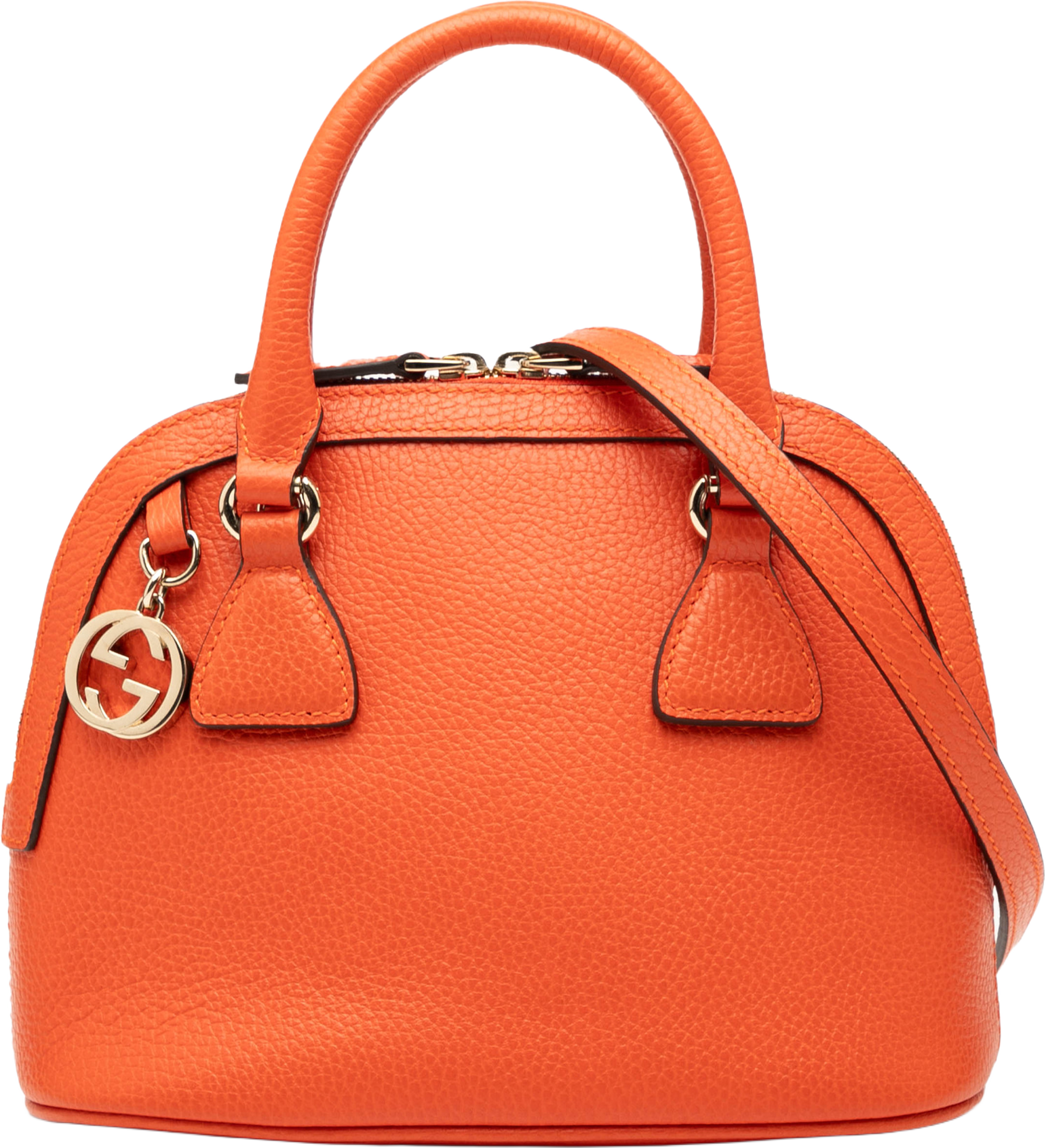 Gucci Mini Leather Gg Charm Dome Satchel, från Luxclusif, i färgen dark orange. Klicka för att öppna bilden i stort format