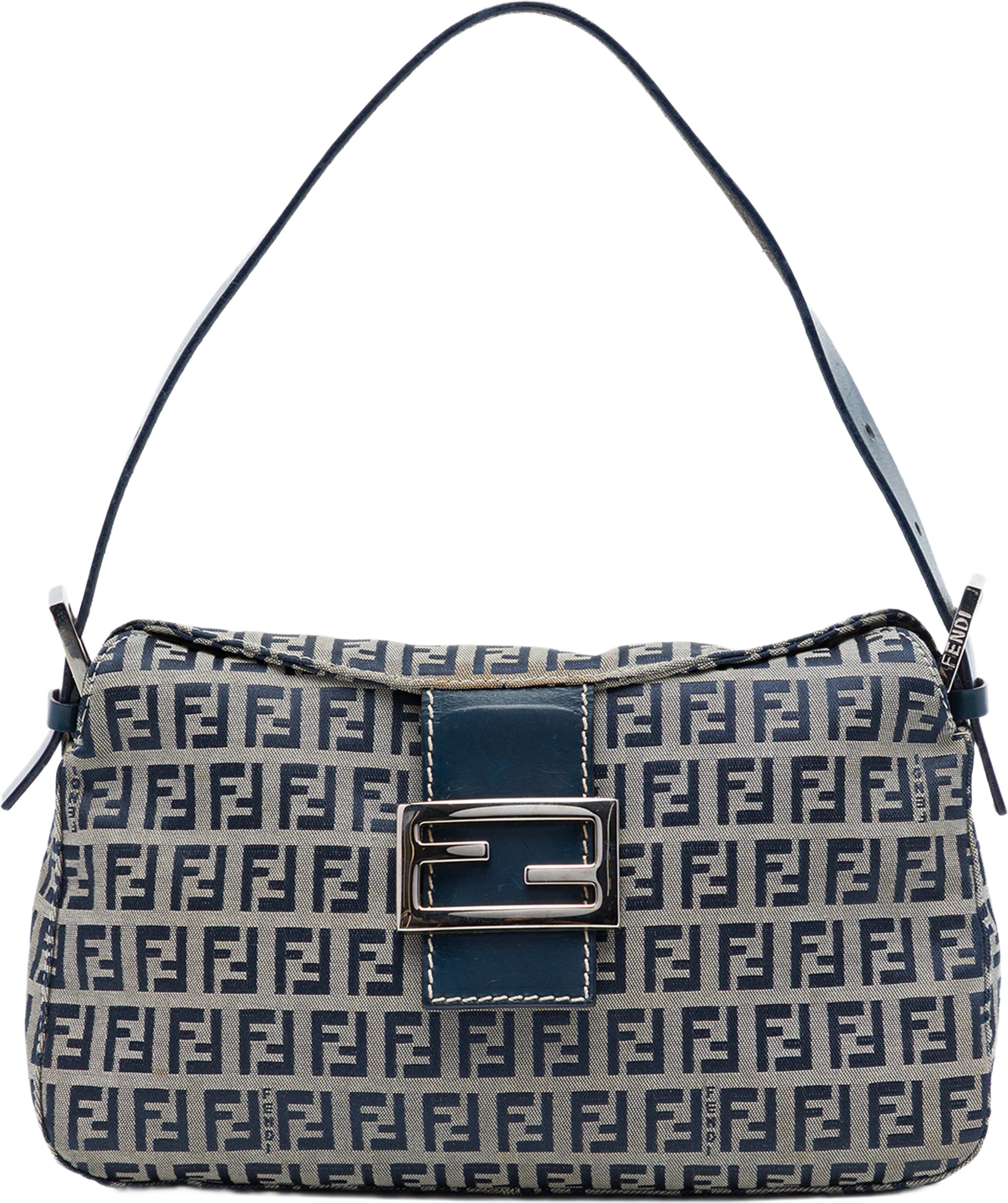 Fendi Zucchino Double Flap Slhoulder Bag, från Luxclusif, i färgen grå. Klicka för att öppna bilden i stort format