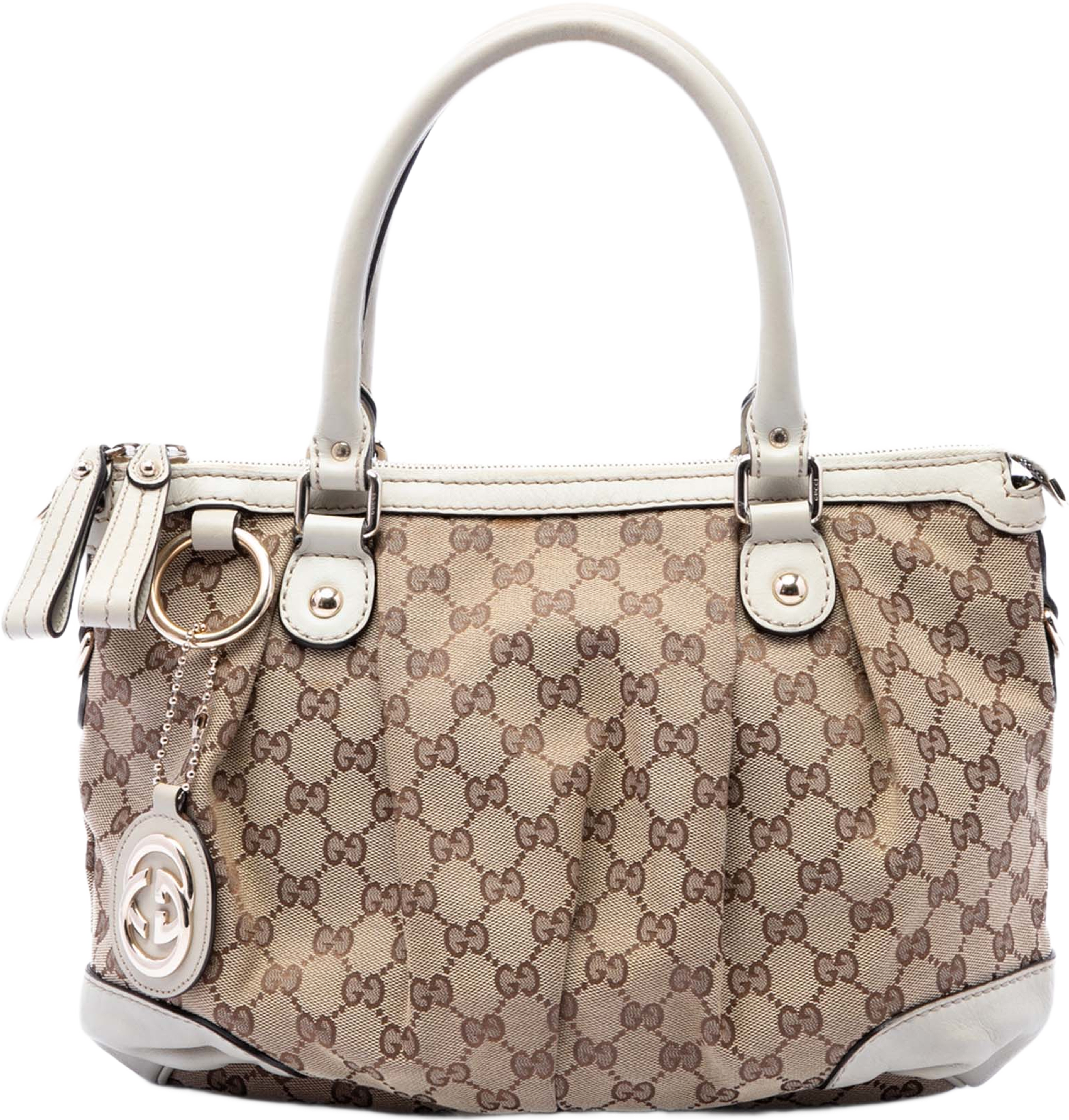 Gucci Gg Canvas Sukey Satchel, från Luxclusif, i färgen beige. Klicka för att öppna bilden i stort format