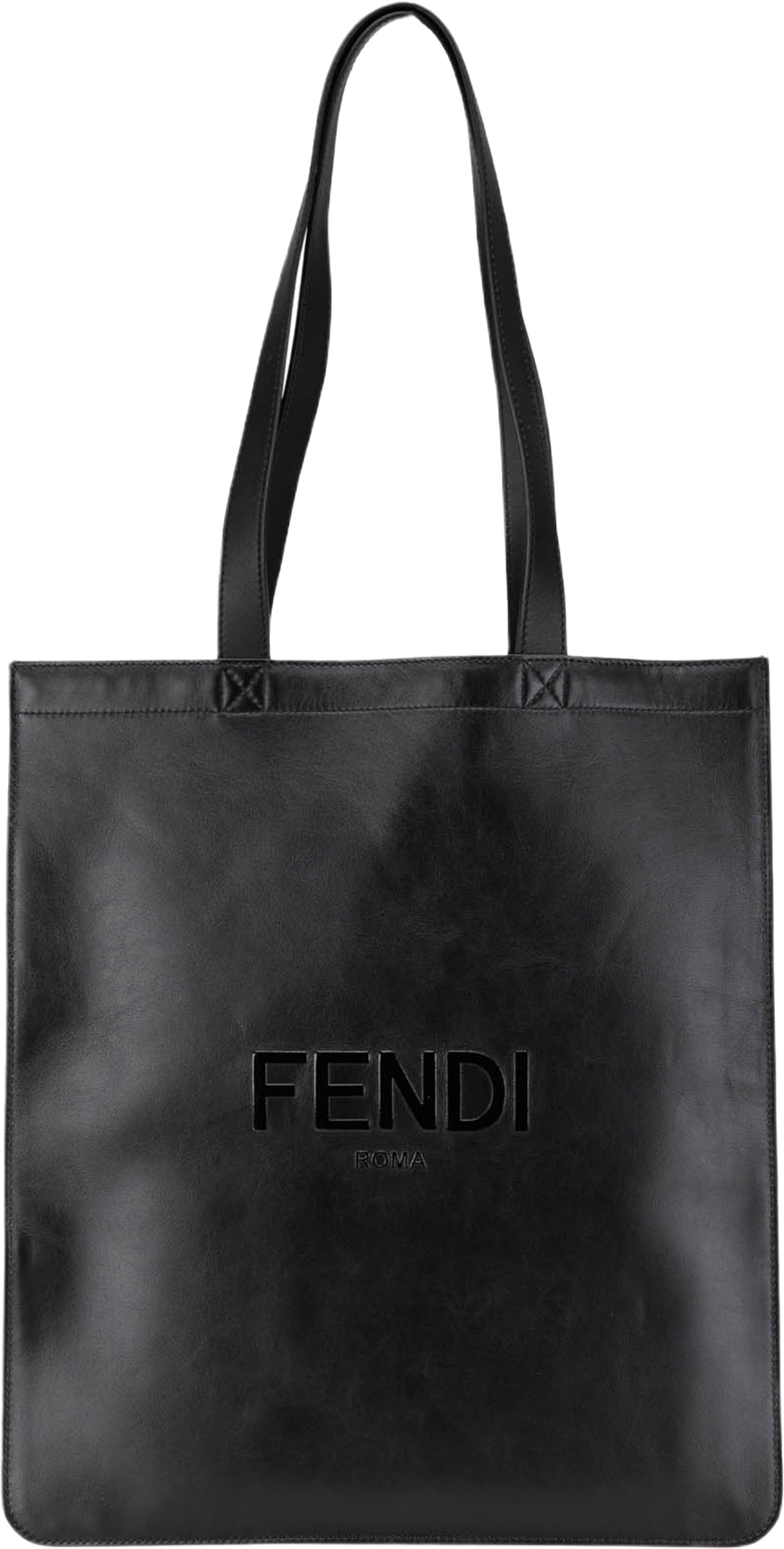 Fendi Embossed Leather Logo Shopper Tote