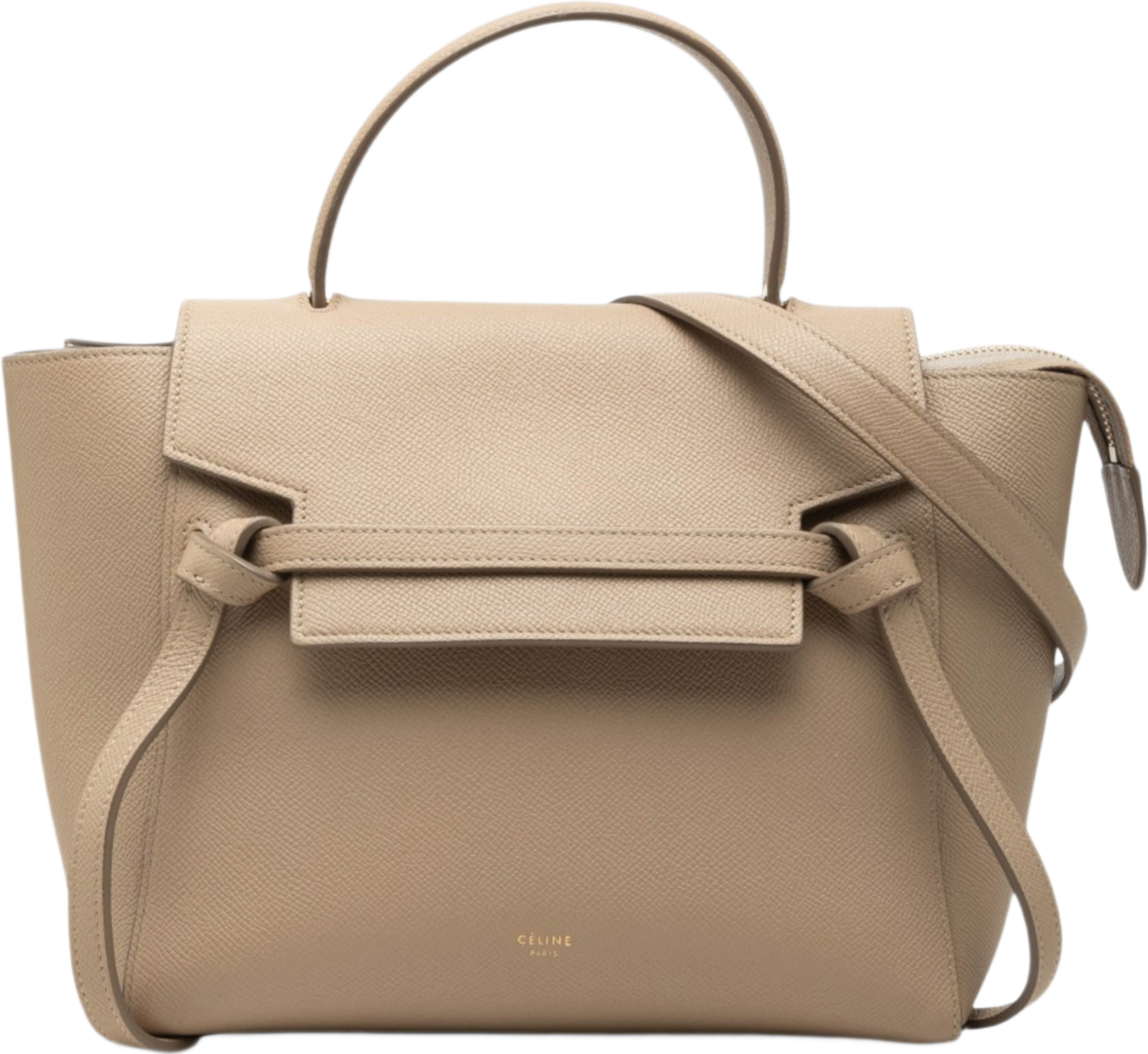Celine Micro Grained Calfskin Belt Bag, från Luxclusif, i färgen beige. Klicka för att öppna bilden i stort format