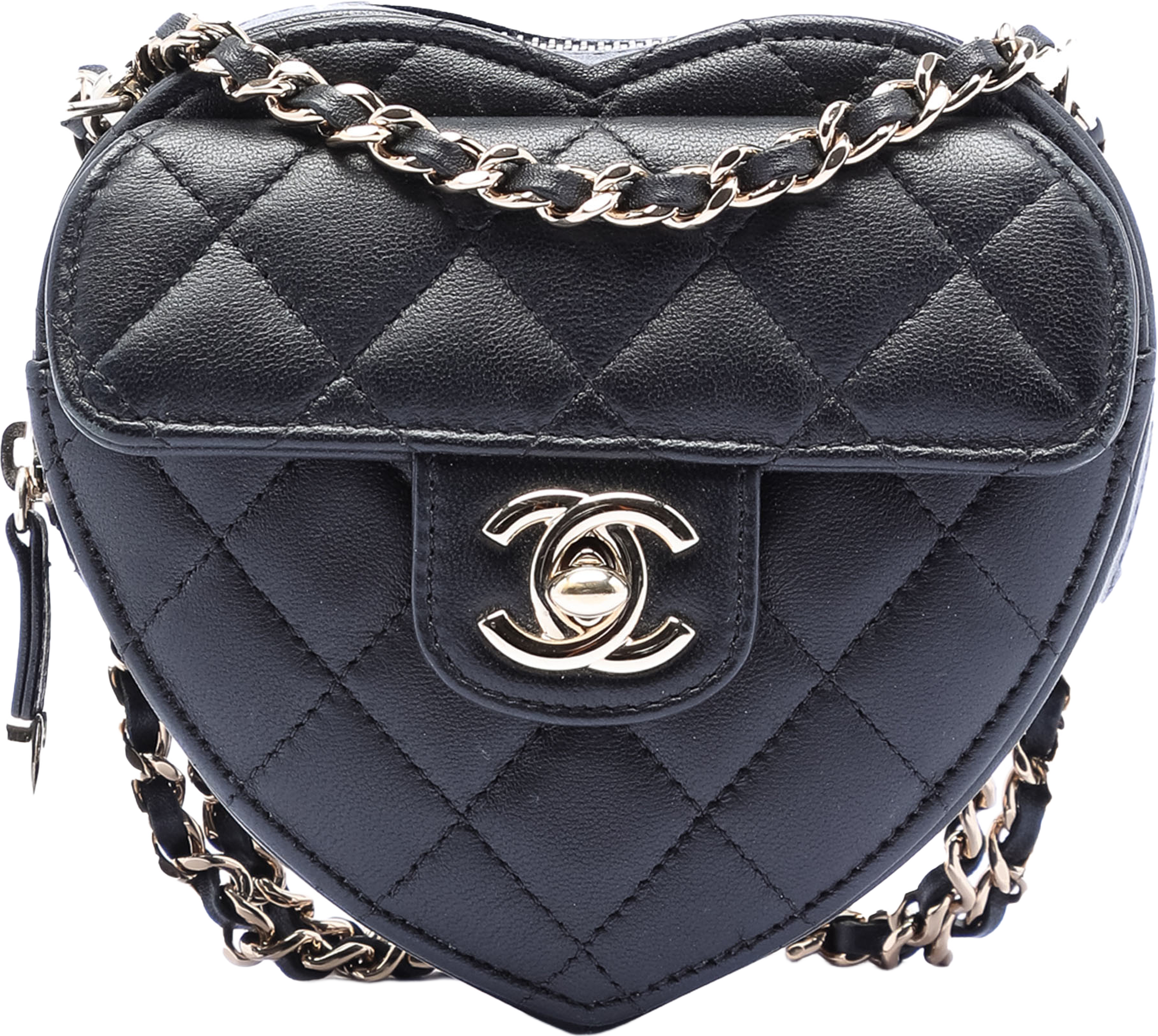 Chanel Mini Lambskin Cc In Love Heart Crossbody, från Luxclusif, i färgen black. Klicka för att öppna bilden i stort format