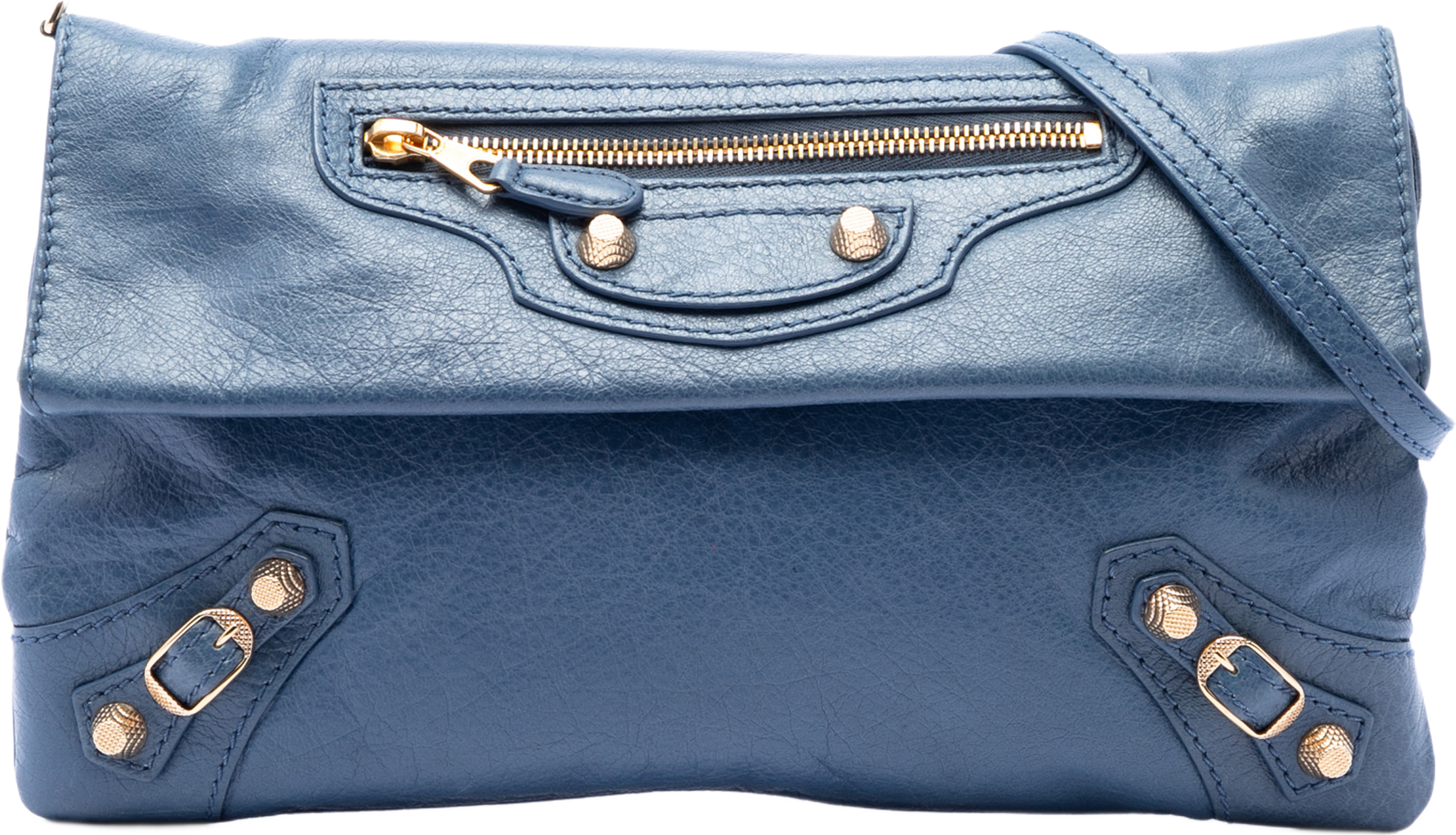 Balenciaga Lambskin Motocross Giant 12 Envelope Clutch With Strap, från Luxclusif, i färgen blue. Klicka för att öppna bilden i stort format