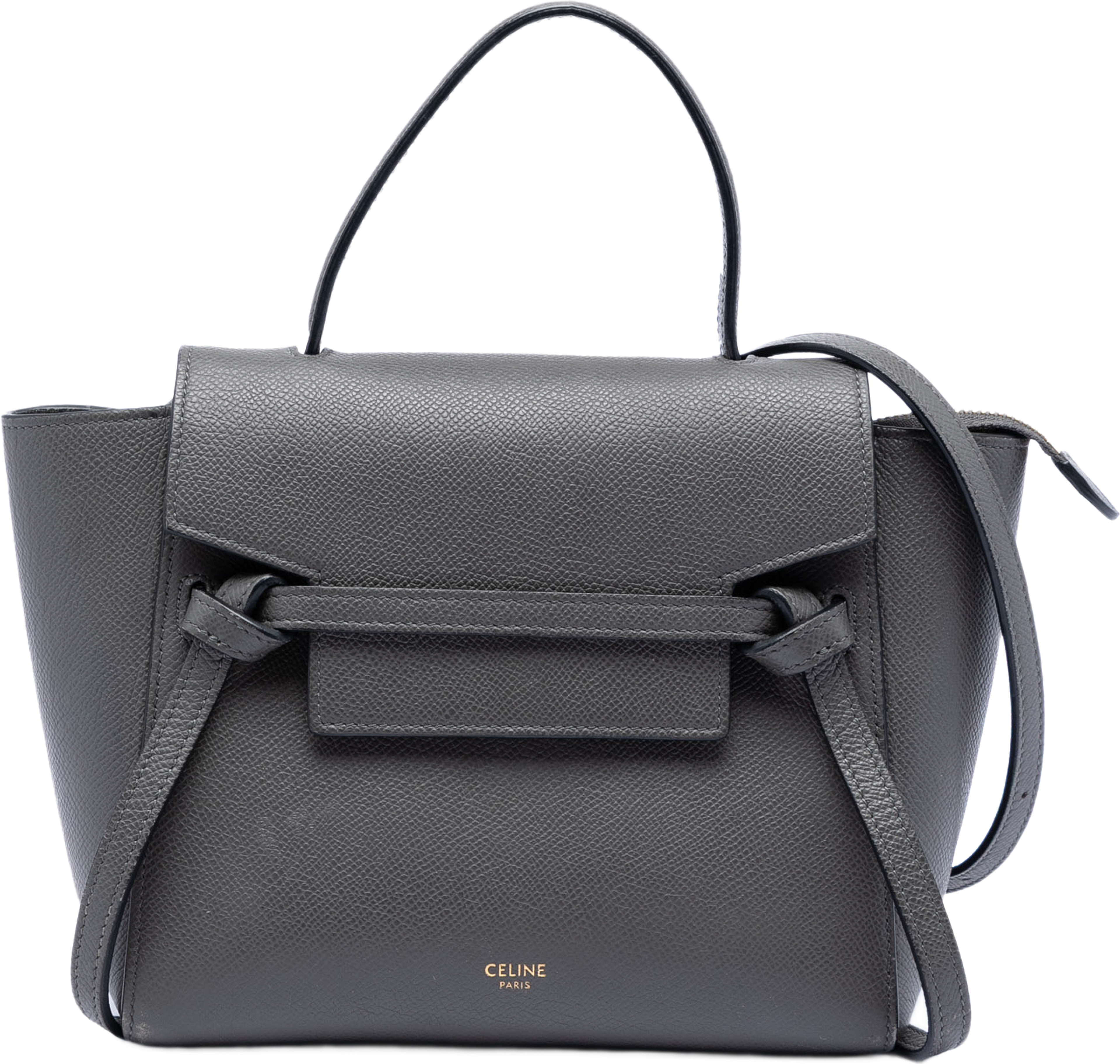 Celine Nano Grained Calfskin Belt Bag, från Luxclusif, i färgen gray. Klicka för att öppna bilden i stort format