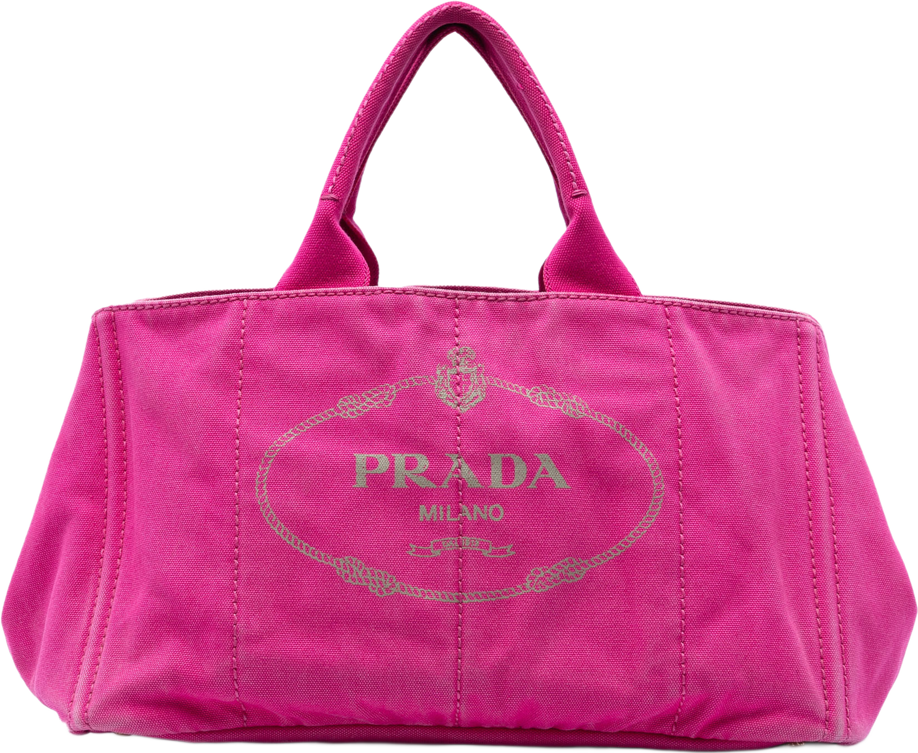 Prada Canvas Canapa Logo Tote, från Luxclusif, i färgen rosa. Klicka för att öppna bilden i stort format