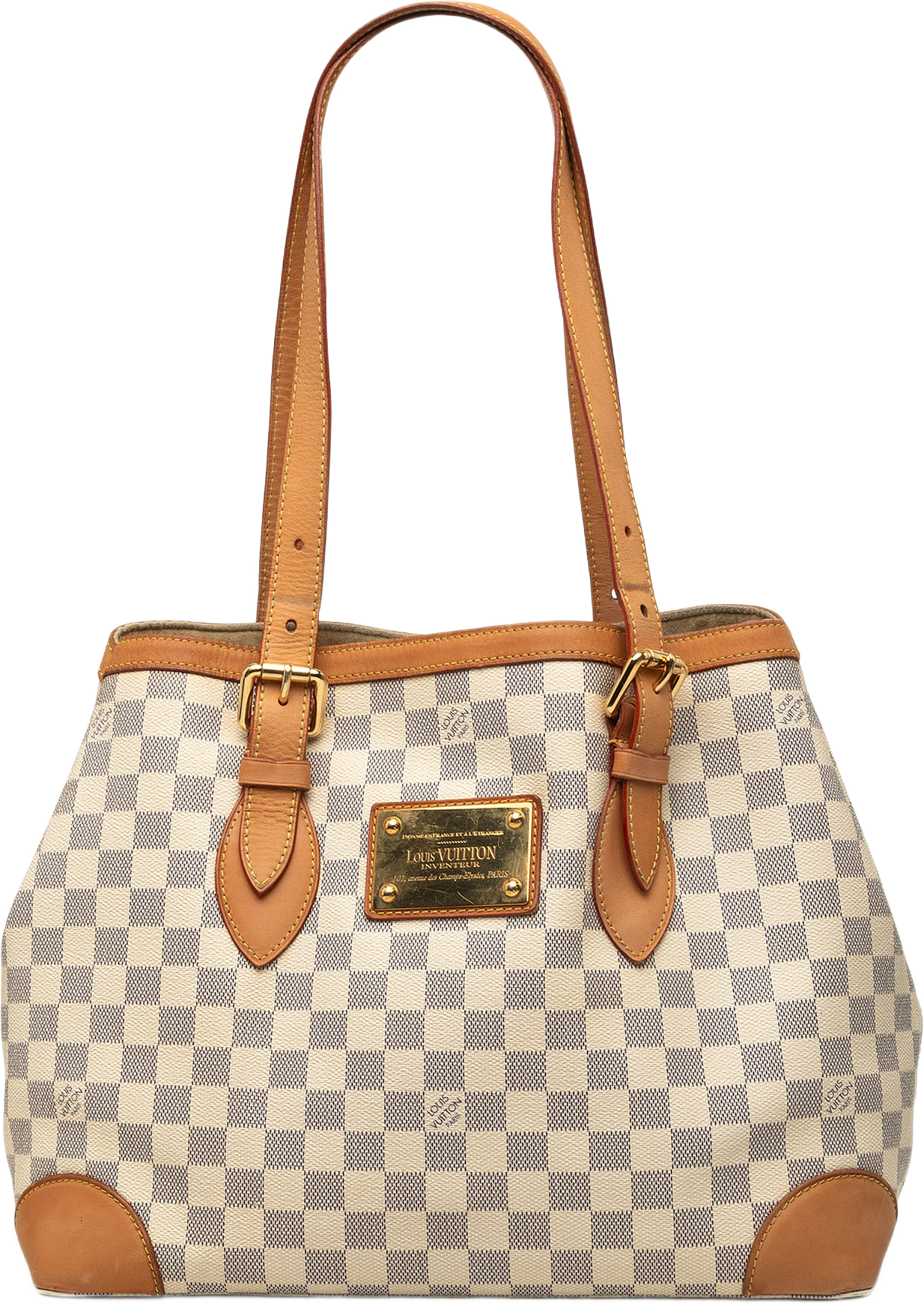 Louis Vuitton Damier Azur Hampstead Mm, från Luxclusif, i färgen vit. Klicka för att öppna bilden i stort format