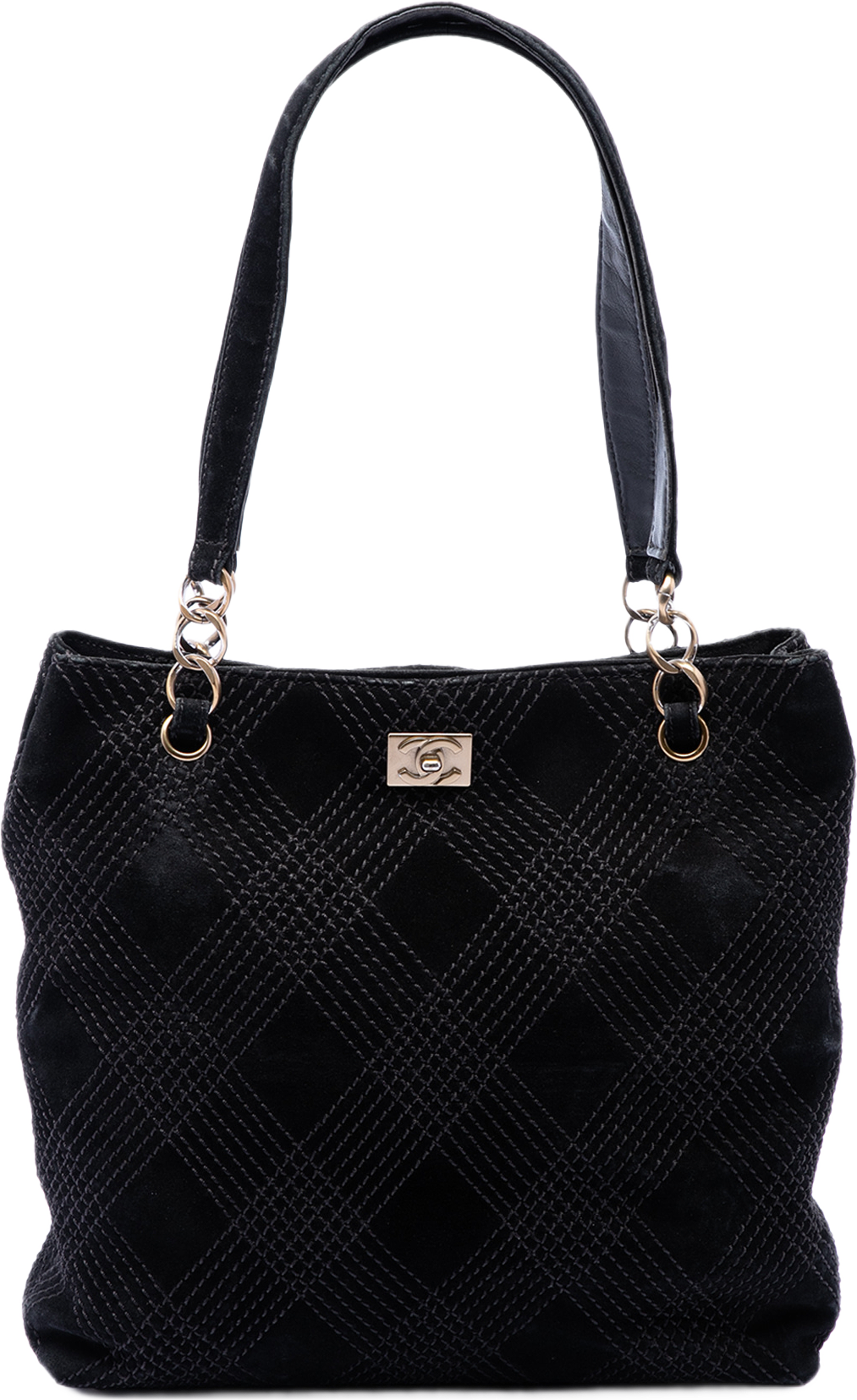 Chanel Cc Suede Wild Stitch Tote, från Luxclusif, i färgen black. Klicka för att öppna bilden i stort format