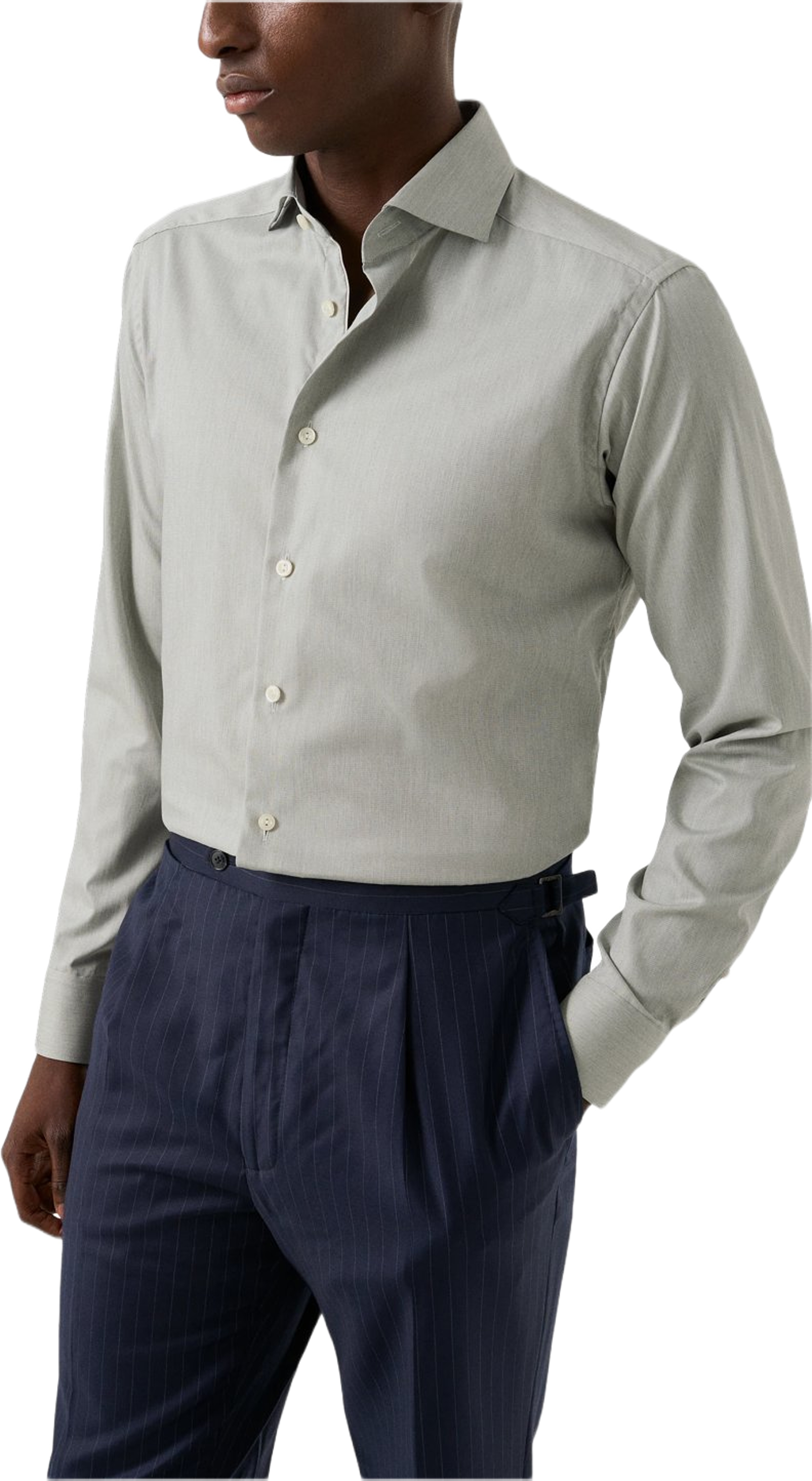 Enfärgad Fine Twill-skjorta Slim Fit, från Eton, i färgen mid green. Klicka för att öppna bilden i stort format