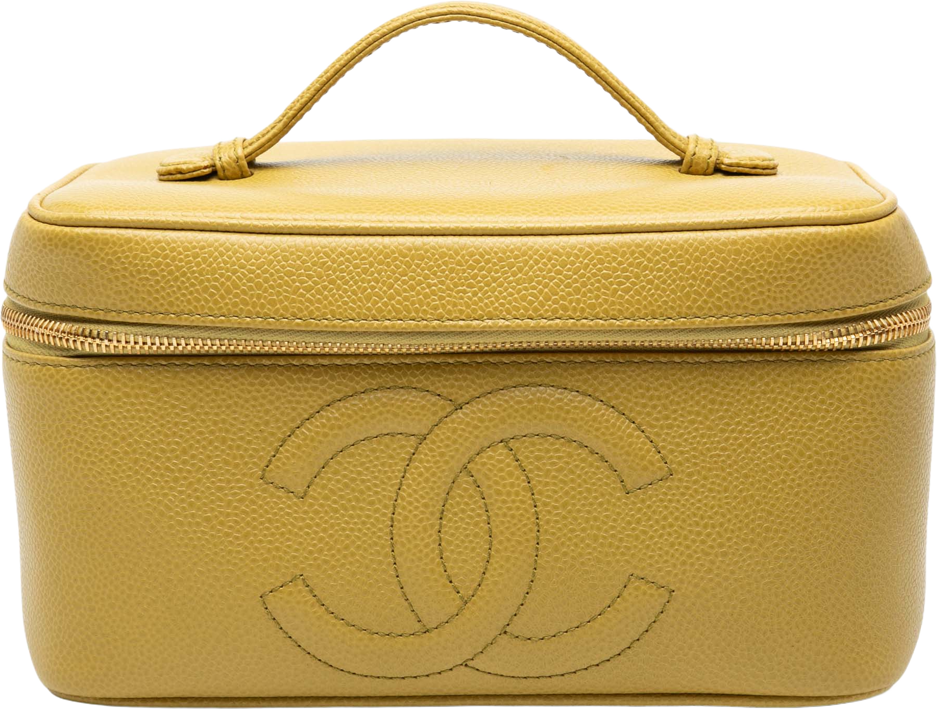 Chanel Cc Caviar Vanity Bag, från Luxclusif, i färgen mustard. Klicka för att öppna bilden i stort format