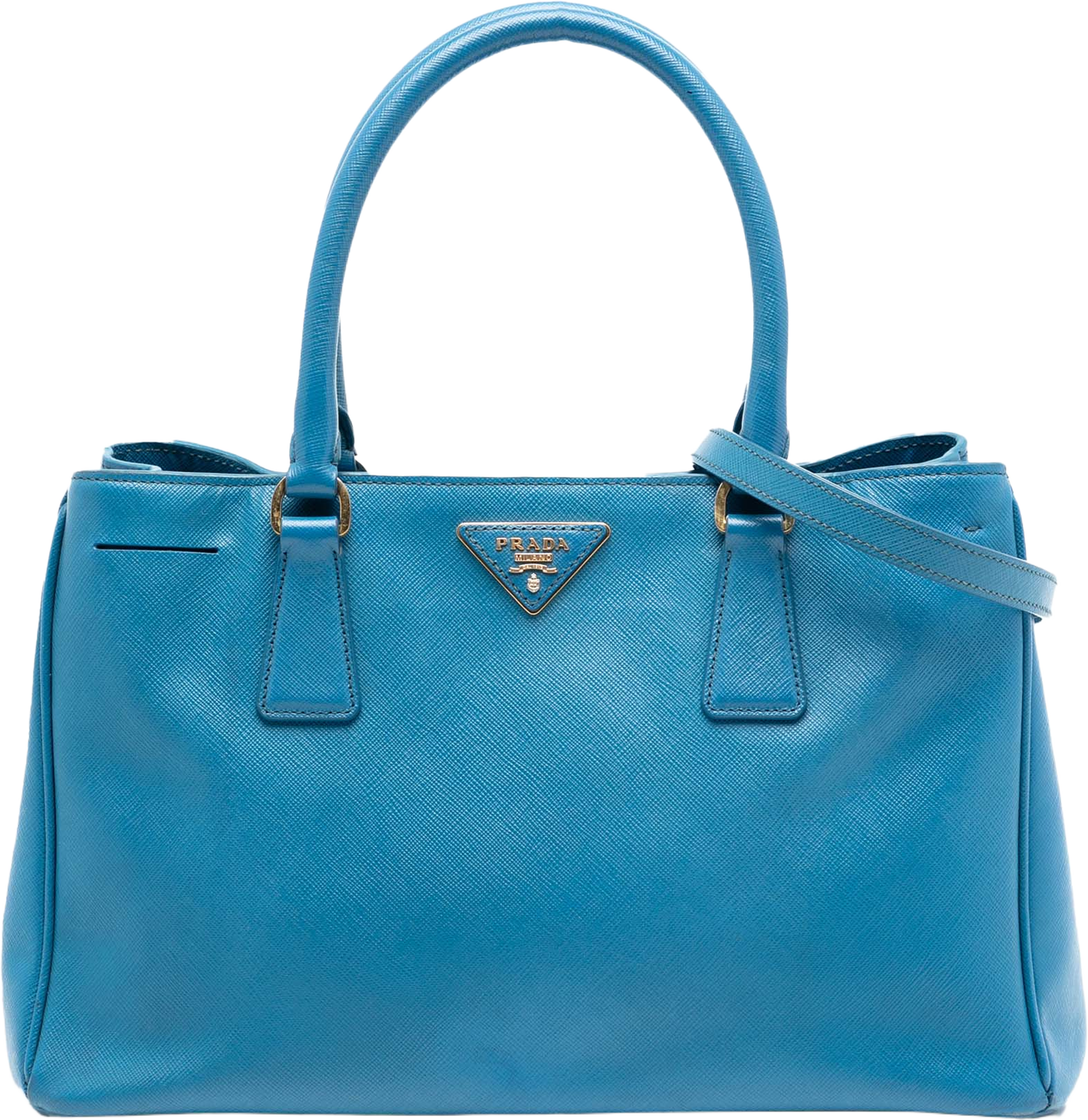 Prada Medium Saffiano Lux Galleria Satchel, från Luxclusif, i färgen blue. Klicka för att öppna bilden i stort format