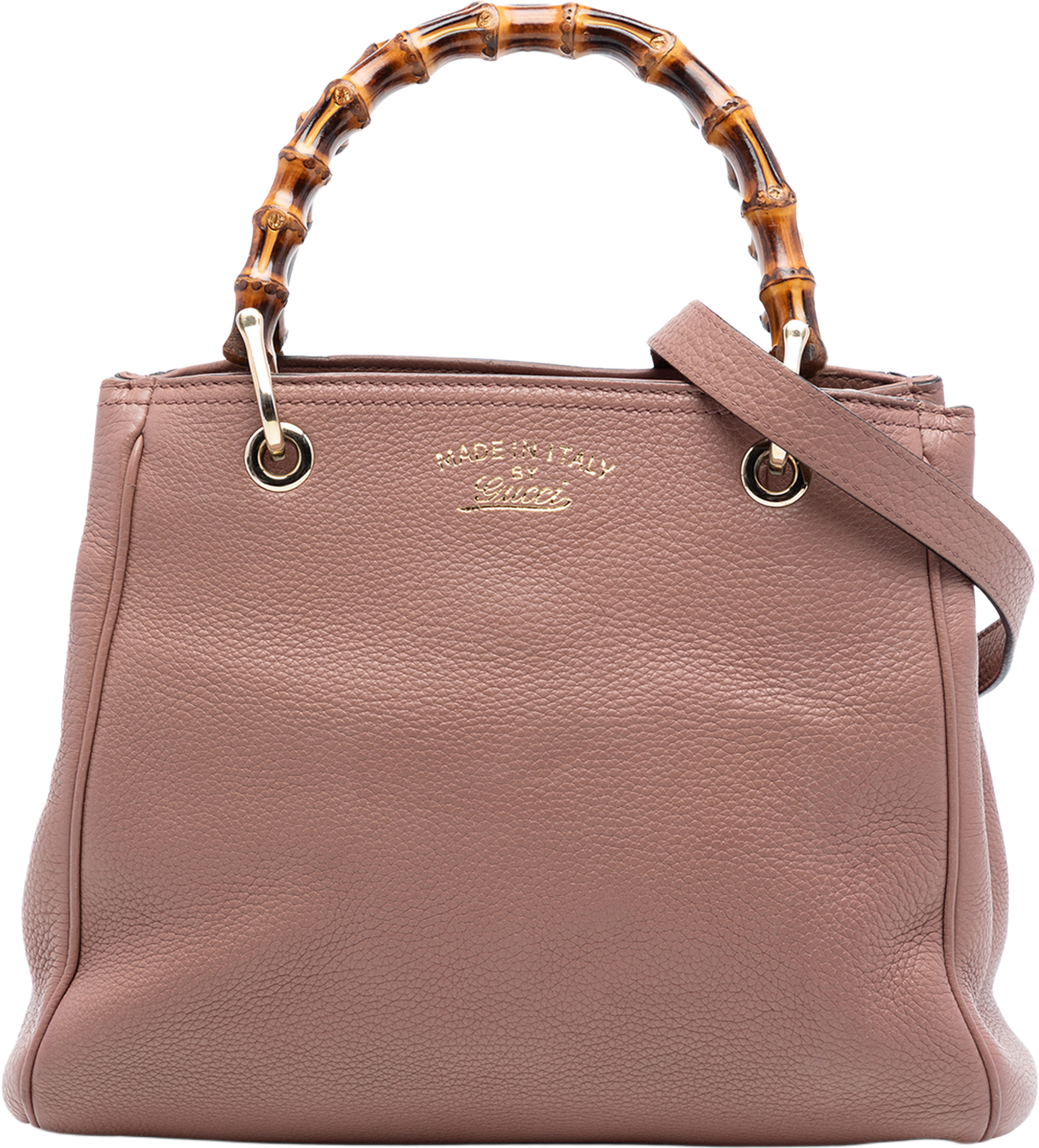 Gucci Small Calfskin Bamboo Shopper Satchel, från Luxclusif, i färgen nude. Klicka för att öppna bilden i stort format